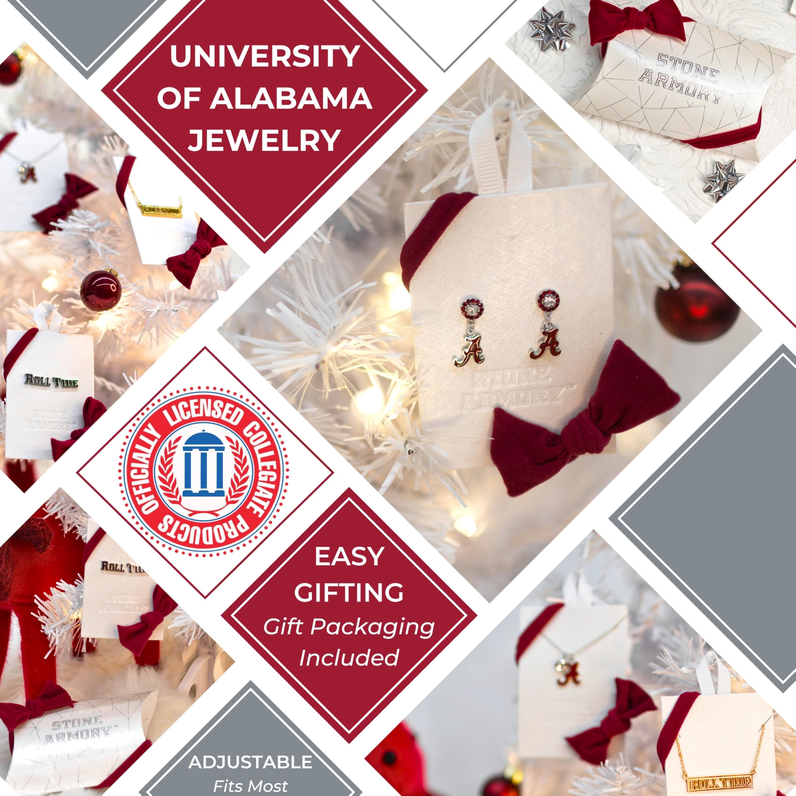 Alabama Crimson Tide Earrings for Women - Hypoallergenic University of Alabama Jewelry - Stone Armory Stud Earrings for Sensitive Ears | Perfect Game Day Accessories, Bama Fan Gifts & Everyday Wear