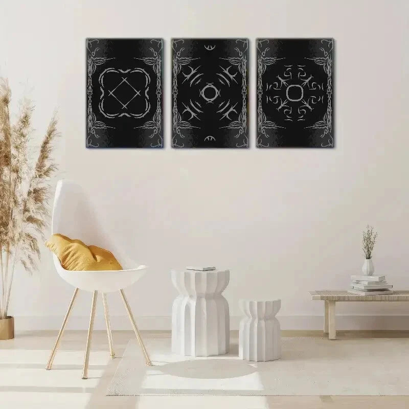 3-Piece Nordic and Asko Symbol Metal Wall Art - Ready to Hang Home Decor for Living Room, Bedroom, or Office