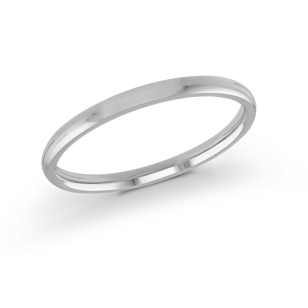 10K White Gold 2mm Wedding Band RS6 - Classic Thin Wedding Ring for Women & Men - Perfect for Engagement, Anniversary, and Everyday Wear