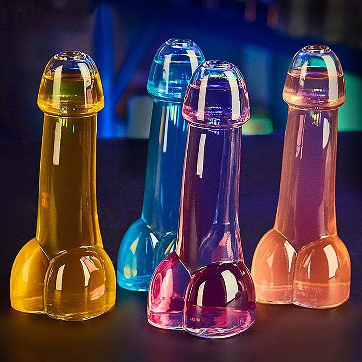 Funny Penis Wine Glasses Set of 2 - Novelty Champagne & Whiskey Drinking Glasses for Bachelorette Parties, Adult Birthday Decorations - Perfect for Bars, Nightclubs & Themed Events