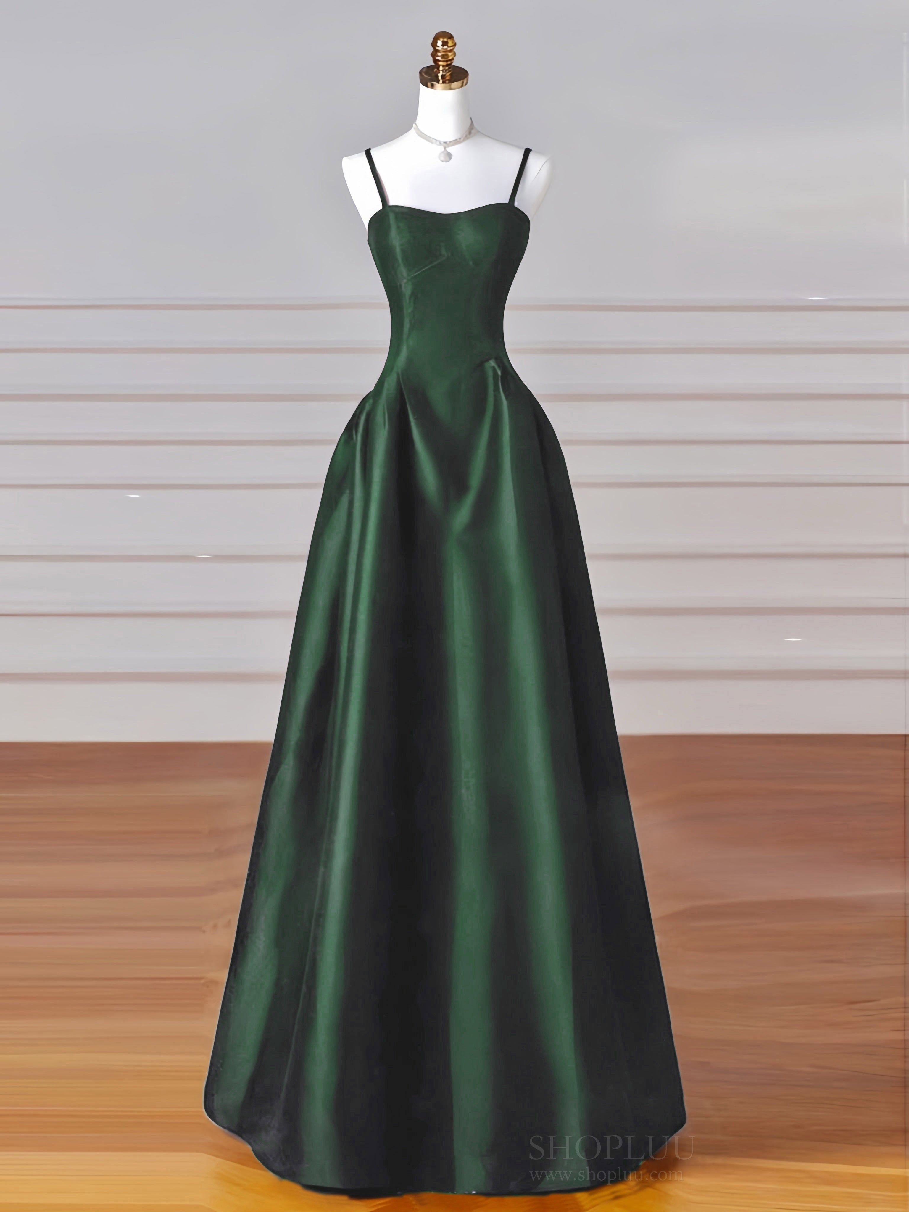 Elegant Olive Green Satin A-Line Long Prom Dress - Formal Evening Gown for Homecoming, Ball & Special Occasions
