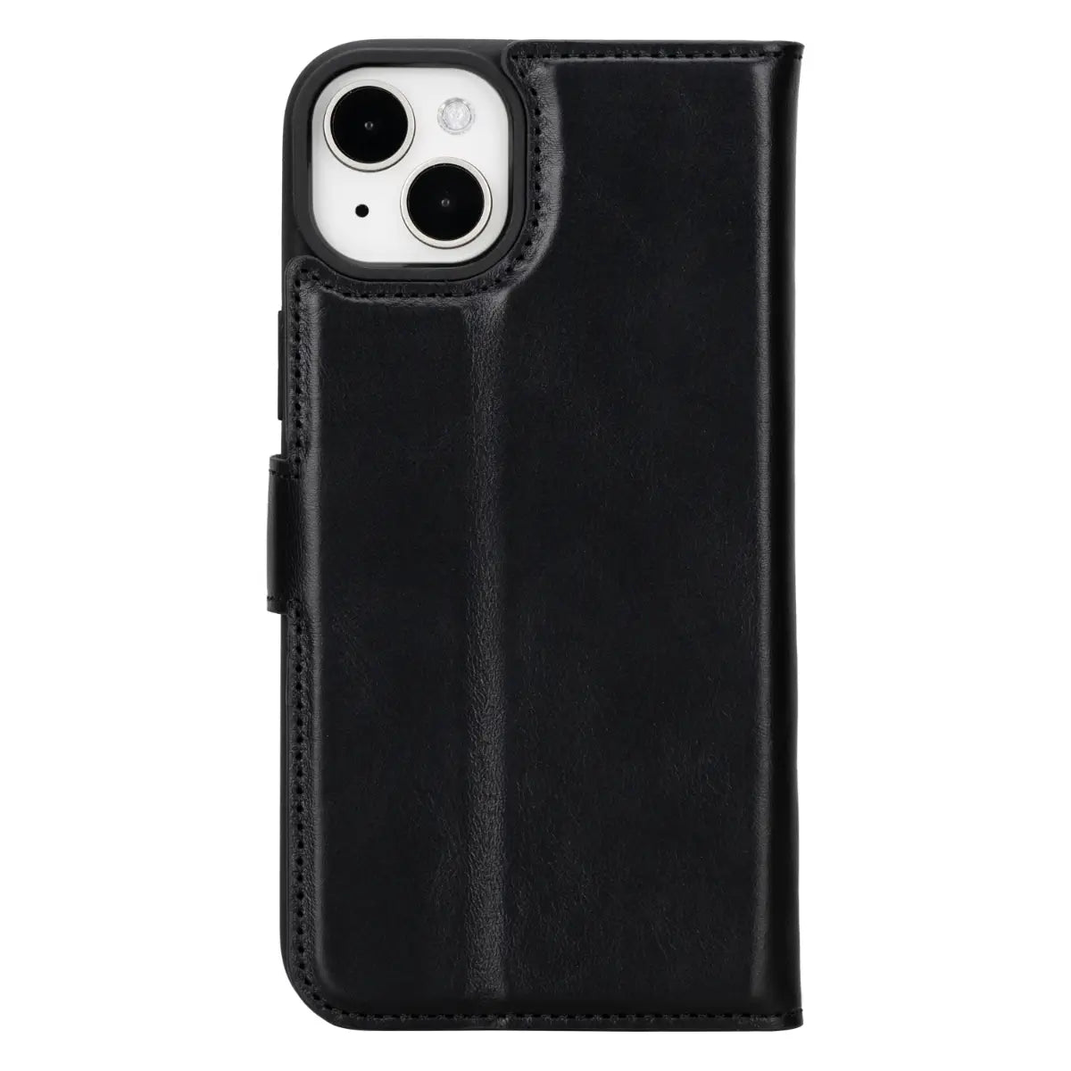 Premium Black Leather Wallet Case for iPhone 15 Plus - Slim Protective Cover with Card Slots | Perfect for Everyday Use, Travel & Business