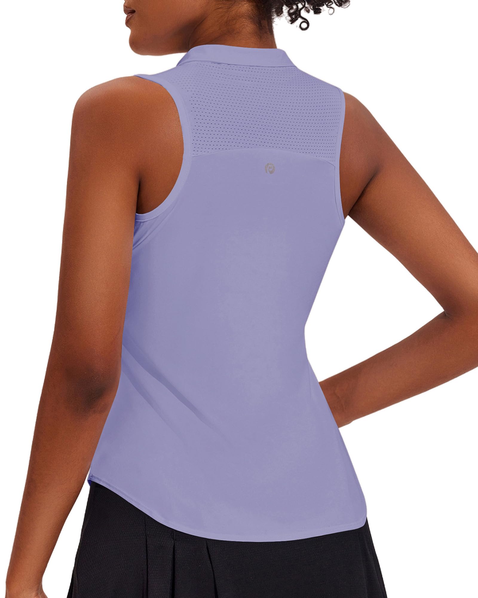**PINSPARK Women's Sleeveless Golf Shirt UPF 50+ – Breathable Tennis Polo with 1/4 Zip & Collar – Racerback Tank Top for Golf, Tennis, Pickleball & Outdoor Sports**