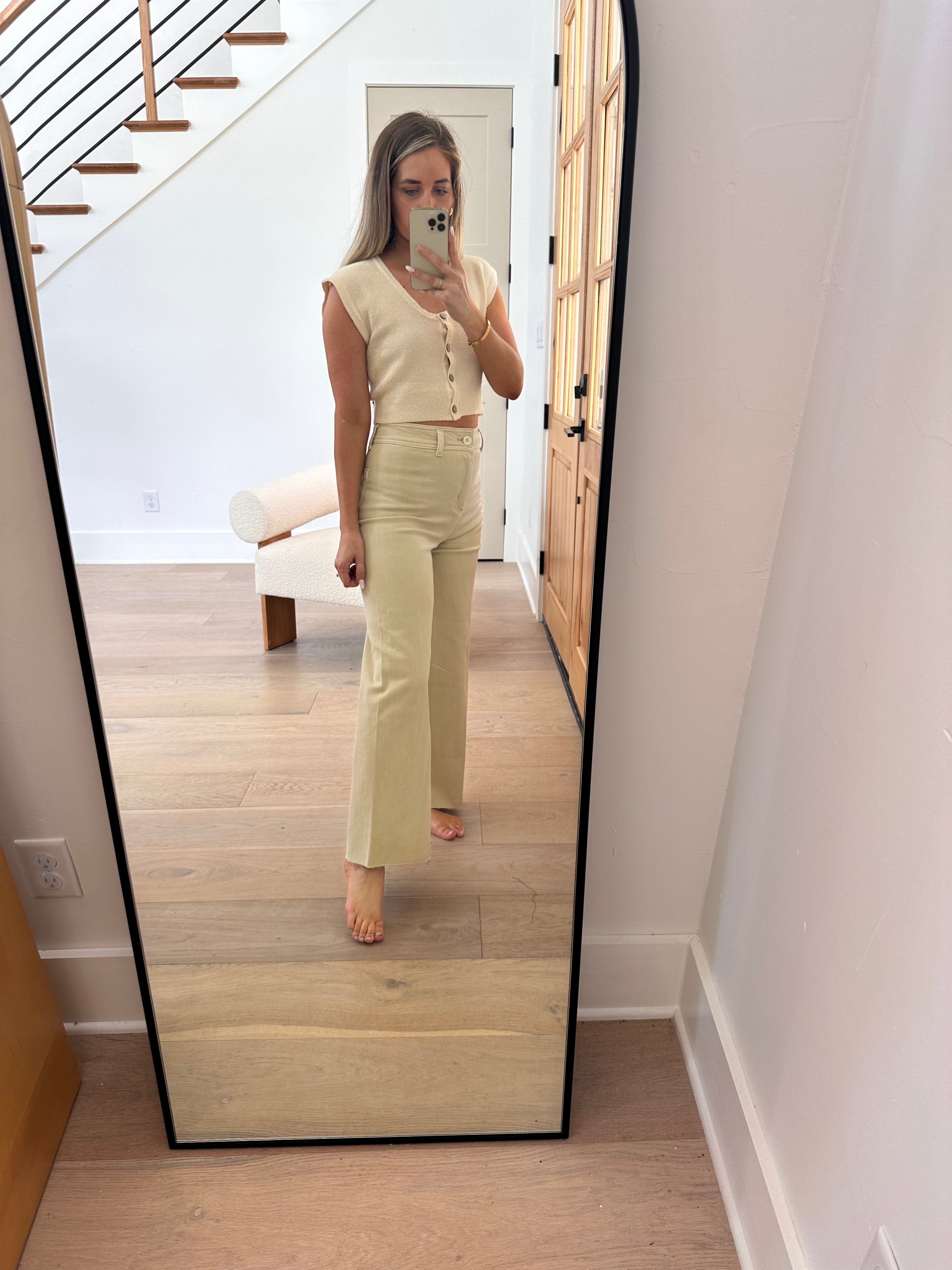 Corin Straight Wide Leg Denim Pants for Women - High Waisted Beige Jeans, Comfortable Stretch Denim Trousers | Perfect for Casual Wear, Office Outfits & Street Style Fashion