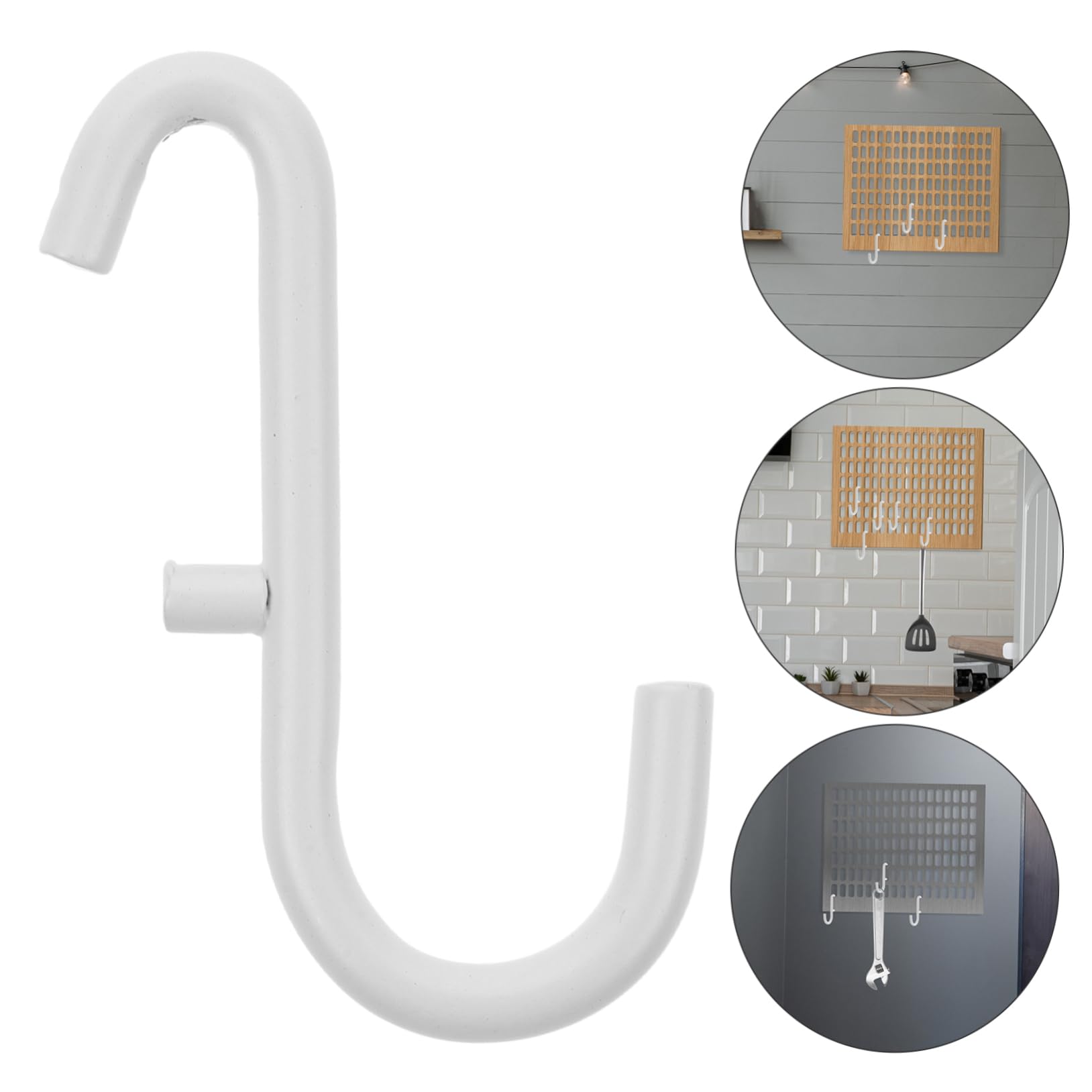 BELLIFFY 5-Pack White D-Shaped Pegboard Hooks - Heavy Duty Wall Mount Storage Hooks for Garage, Bedroom & Kitchen Organization - Perfect for Hanging Tools, Utensils & Home Decor