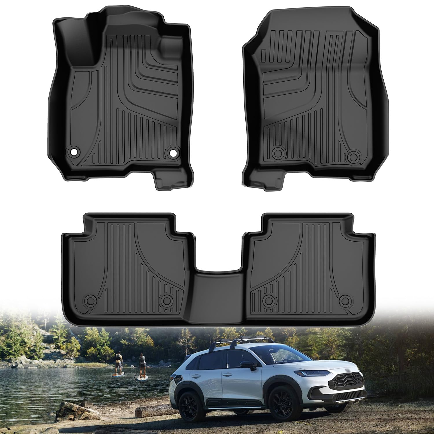 2023-2025 Honda HR-V Custom Fit TPE All-Weather Floor Mats - Full Set for Sport/LX/EX-L Models - Front & Rear Row Car Floor Liners - Perfect for Winter Snow, Rain Protection and Daily Commuting