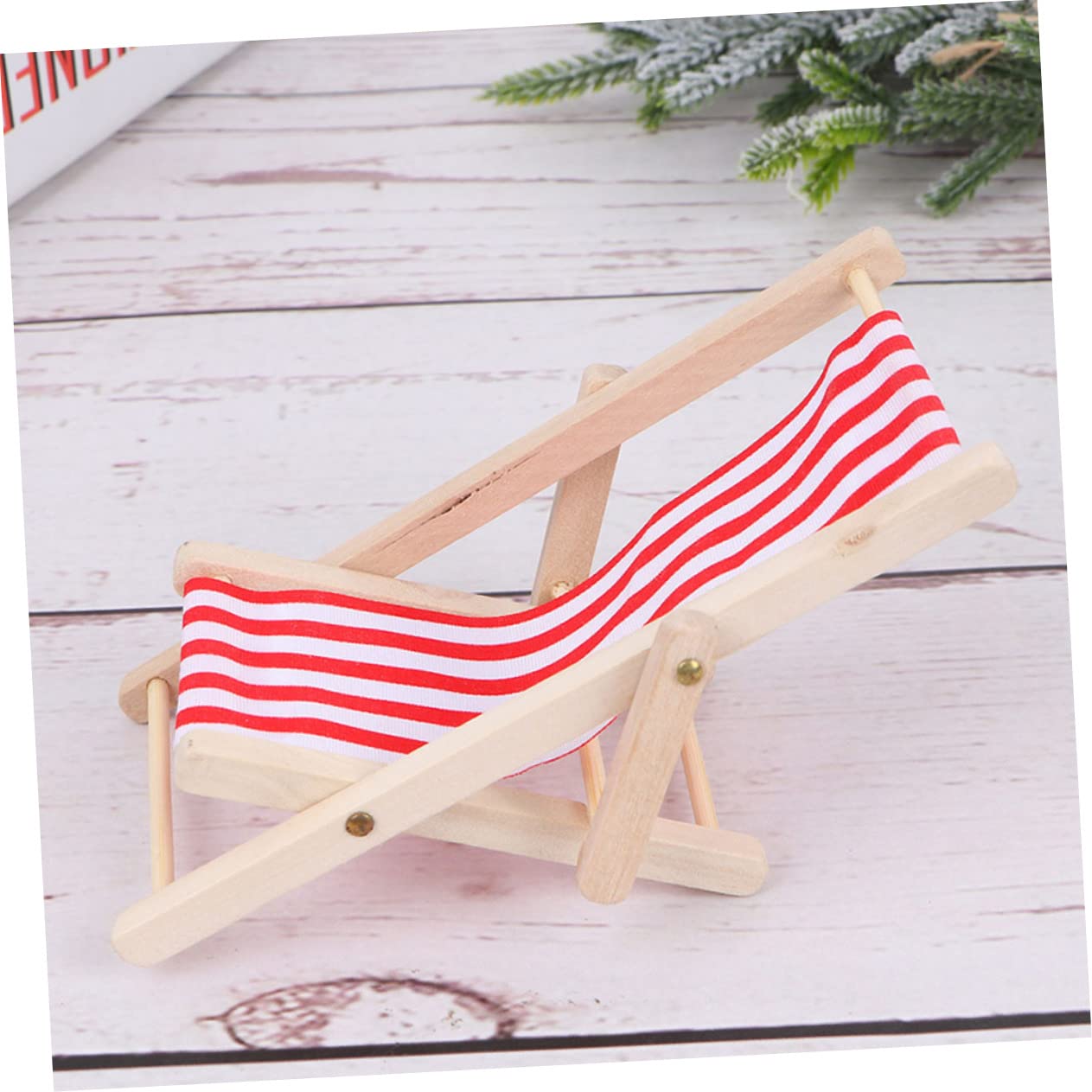 6-Piece Miniature Beach Chair Set - Dollhouse Sunbath Chairs, Fairy Garden Deck Chairs & Seaside Landscape Decor - Perfect for DIY Beach Layouts, Fairy Gardens, and Miniature Scenes - Foldable Wooden Furniture for Dolls and Miniatures