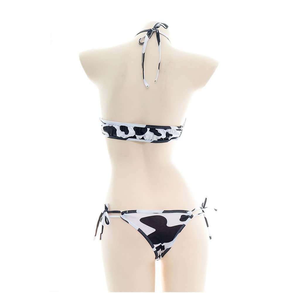 Sexy Japanese Maid Cosplay Costume for Women - Cute Cow Stockings & Pajama Set - Perfect for Halloween, Cosplay Parties, and Anime Conventions