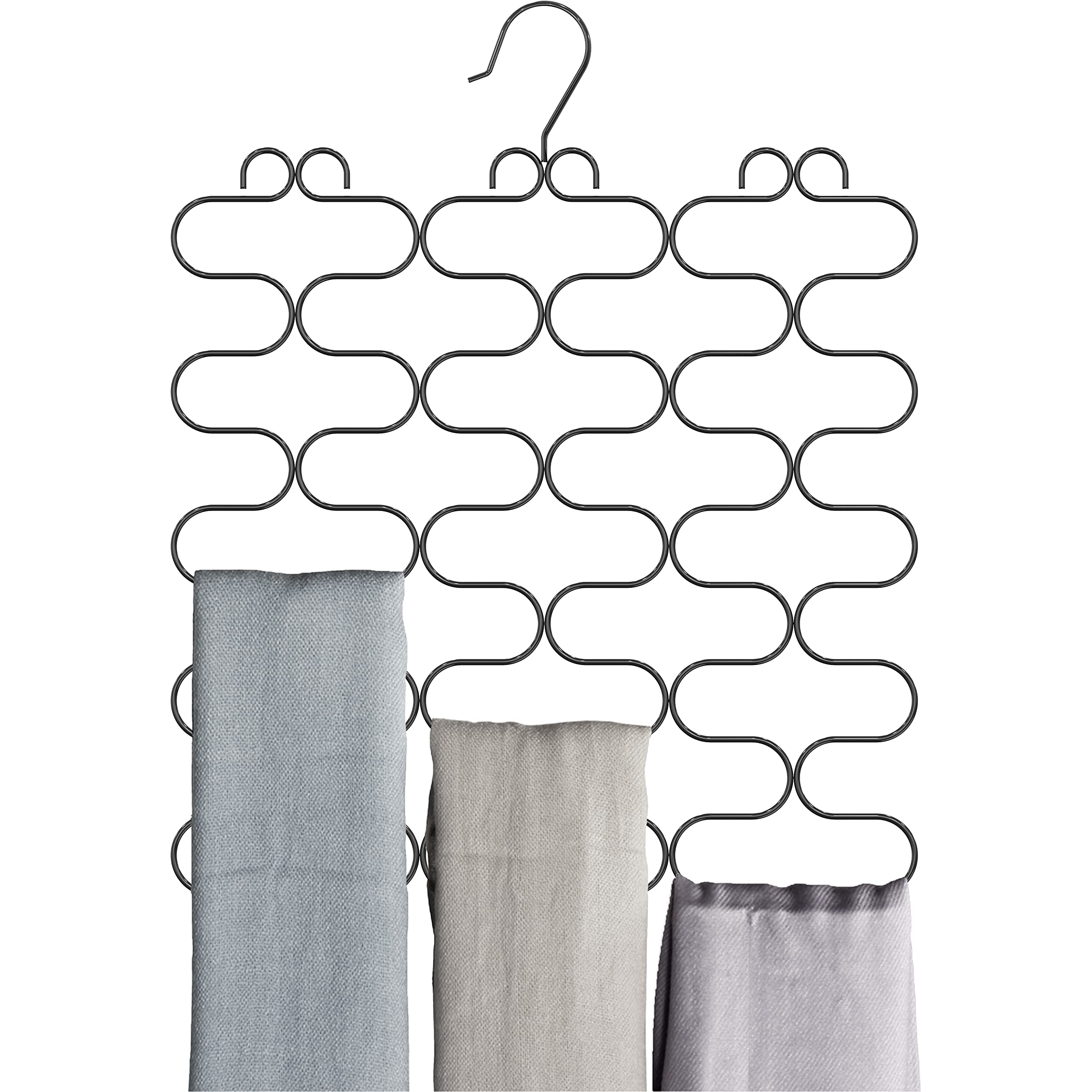 DecoBrothers 23-Loop Black Scarf Hanger for Closet - Space Saving Closet Organizer for Scarves, Ties & Accessories (Perfect for Bedroom, Walk-in Closet & Travel)