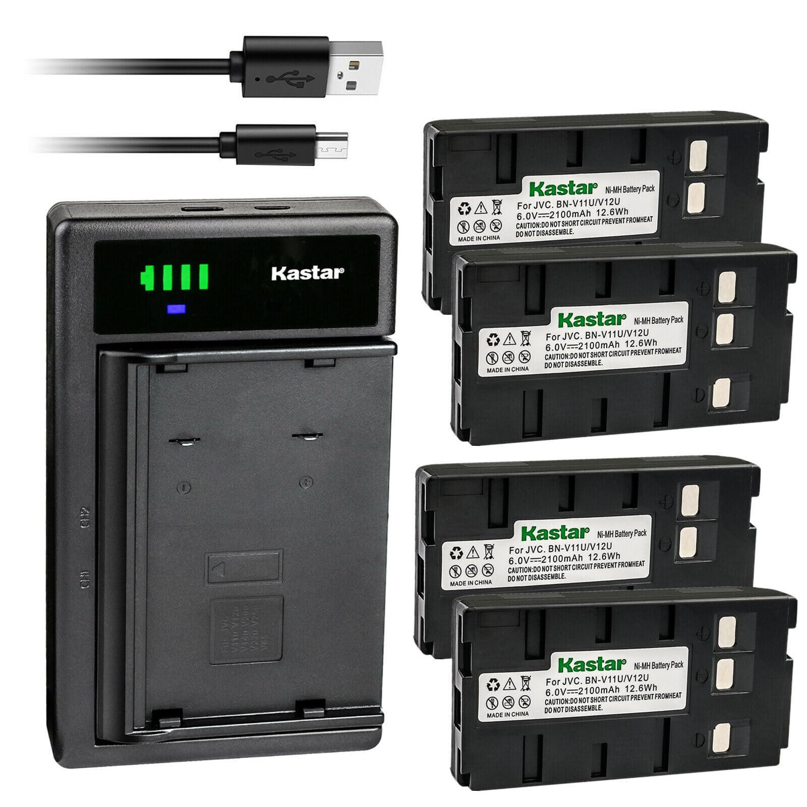 Kastar 4-Pack Rechargeable Batteries & Smart USB Charger Compatible with Panasonic PV-L657/PV-L659/PV-L757/PV-L857/PV-S332/PV-S372/PV-S43/PV-S53/PV-S62/PV-S63/PV-S630/PV-S64/PV-S72/PV-S770A Camcorders - Perfect for Travel, Vlogging & Home Video Recording
