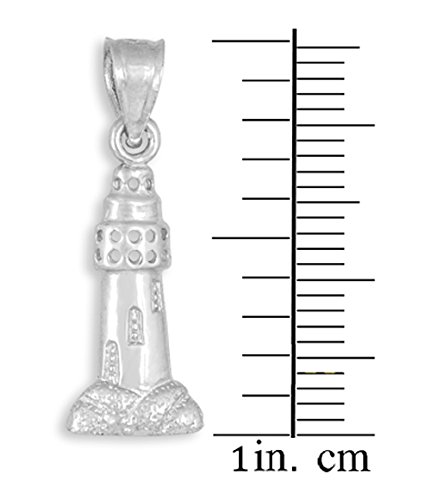 10K White Gold Lighthouse Charm Pendant Necklace for Women - Elegant Nautical Jewelry Gift for Beach Lovers, Sailors & Travel Enthusiasts - Perfect for Weddings, Anniversaries & Coastal Vacations