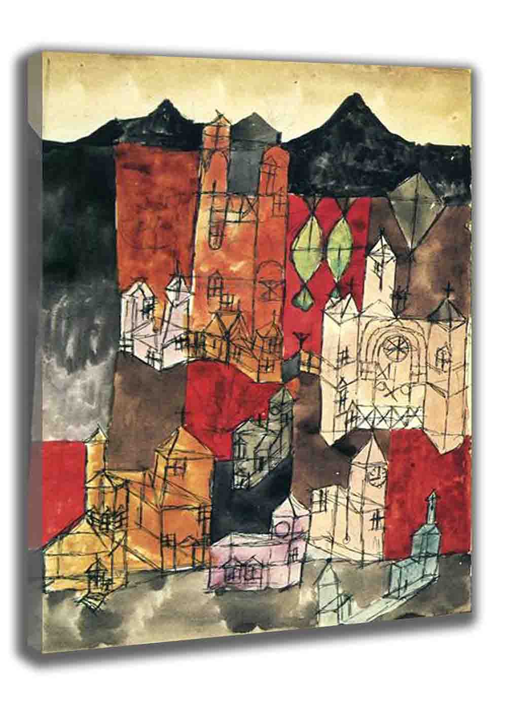 Paul Klee 'City of Churches' Oil Painting Reproduction - Framed Canvas Wall Art (20x30cm/8x12in) - Colorful Home Decor for Living Room, Bedroom & Office - Perfect for Modern Interior Design & Art Lovers
