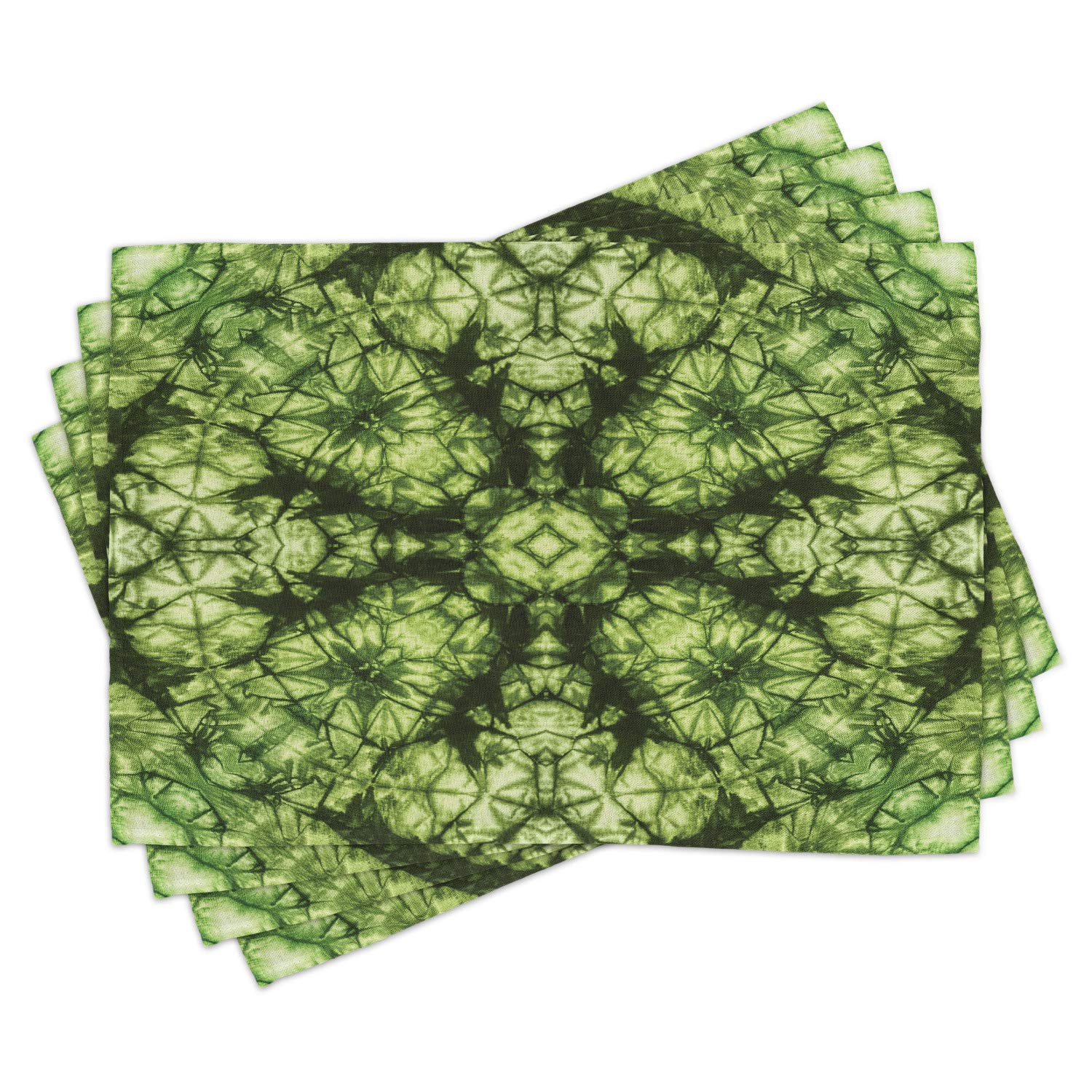 Ambesonne Abstract Place Mats Set of 4 - Modern Surreal Art Design Washable Fabric Placemats for Dining Table, Kitchen Decor in Green | Perfect for Dinner Parties, Holiday Gatherings & Home Styling