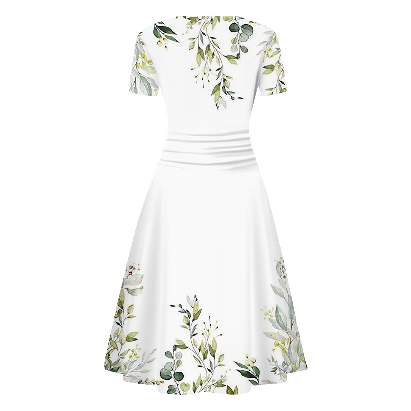 Elegant Floral Print Short Sleeve V-Neck Dress for Women - Spring Summer 2024 Casual Wear - Perfect for Beach Outings, Date Nights & Office Attire