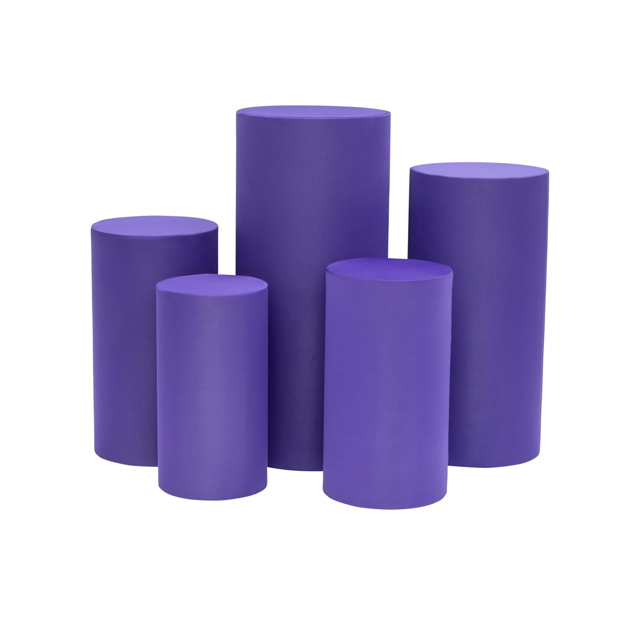 5-Piece Spandex Pillar Covers for Metal Cylinder Pedestal Stands - Stretchable Purple Column Covers (Stand Not Included) | Perfect for Event Decor, Trade Shows & Retail Displays