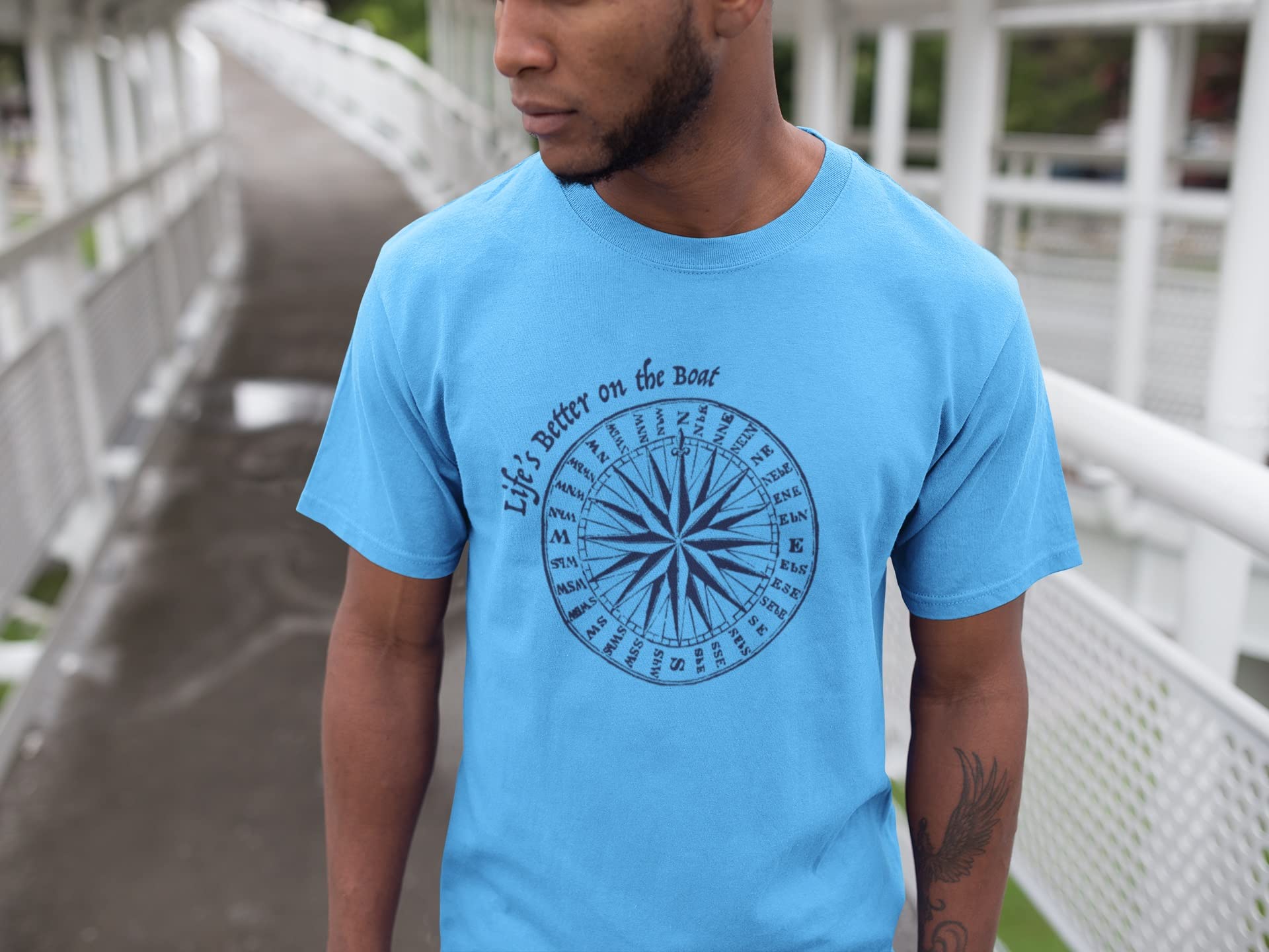 Men's Organic Cotton Boat T-Shirt - Summer Sun Life's Better on The Boat Tee for Sailing, Fishing & Beach Outfits