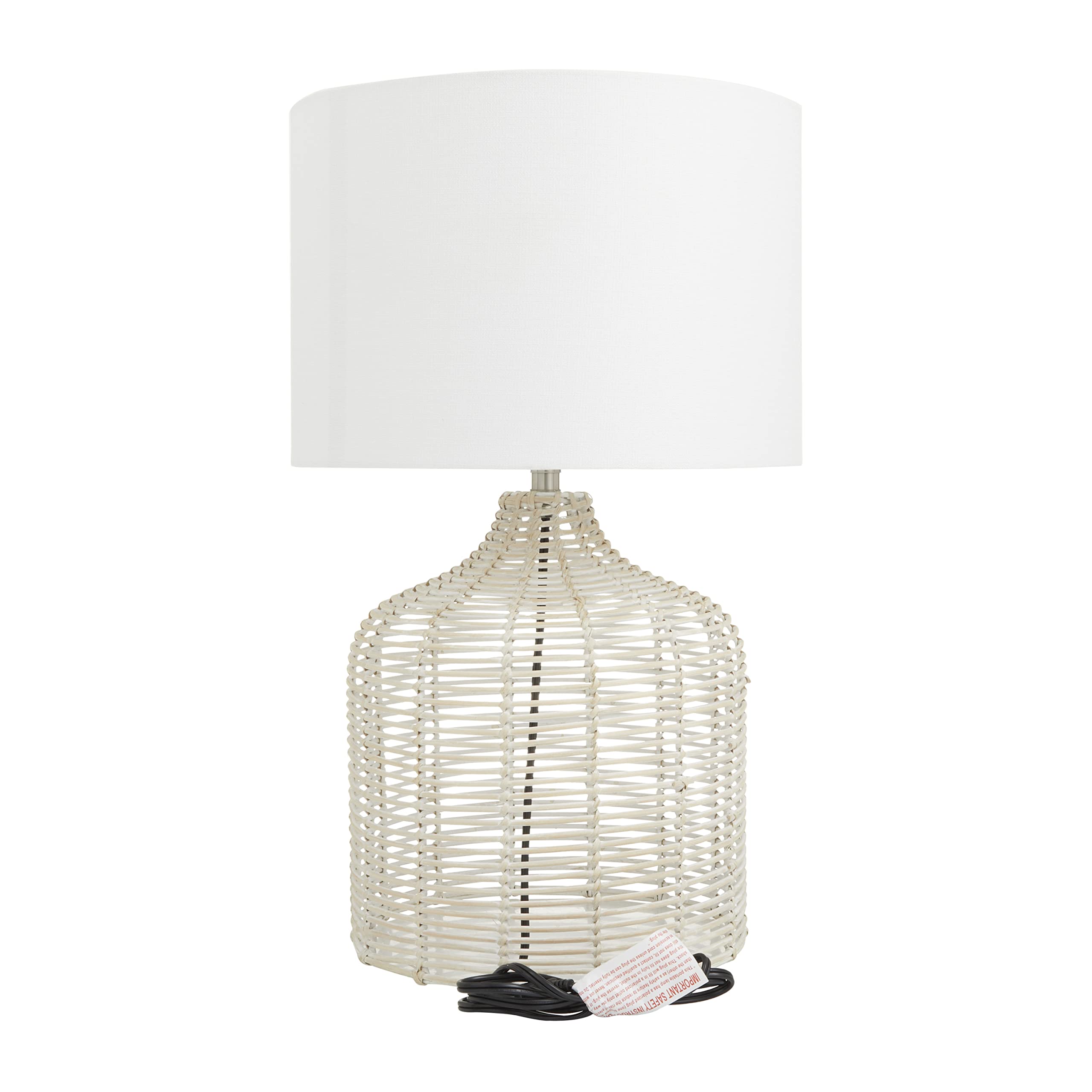 Handmade Rattan Table Lamp with Woven Drum Shade - 15