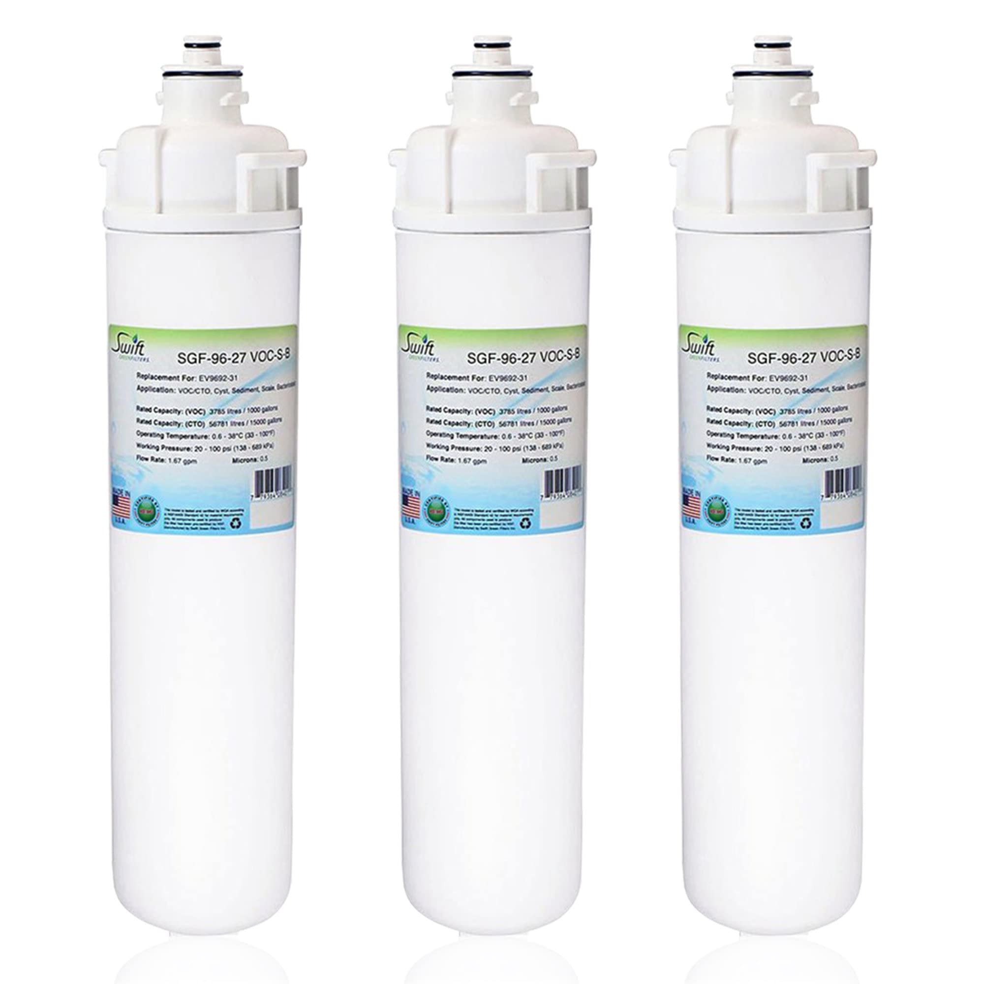 Swift Green Filters SGF-96-27 VOC-S-B Replacement Water Filter (3 Pack) - Compatible with EV9692-31 Commercial Systems | Made in USA | For Clean Drinking Water in Offices, Restaurants & Homes