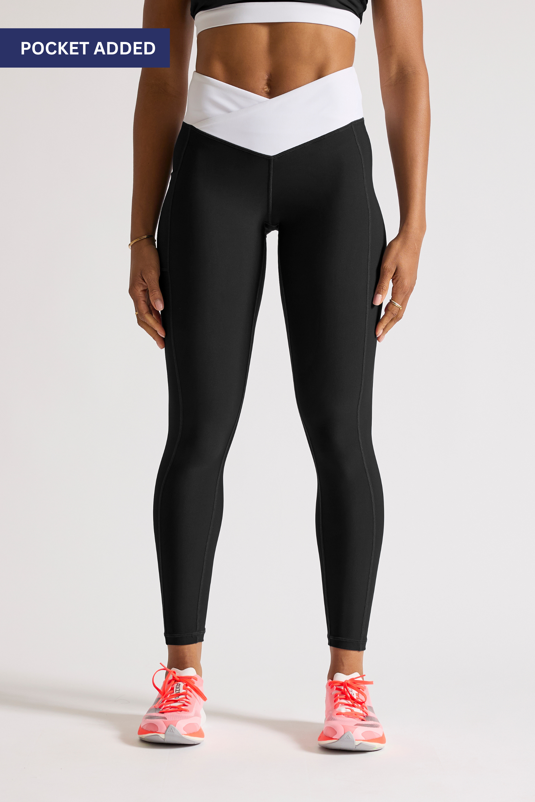 Black 'V Cut' High-Waist Leggings for Women - Comfortable & Stretchy Yoga Pants for Workout, Running, and Lounge Wear