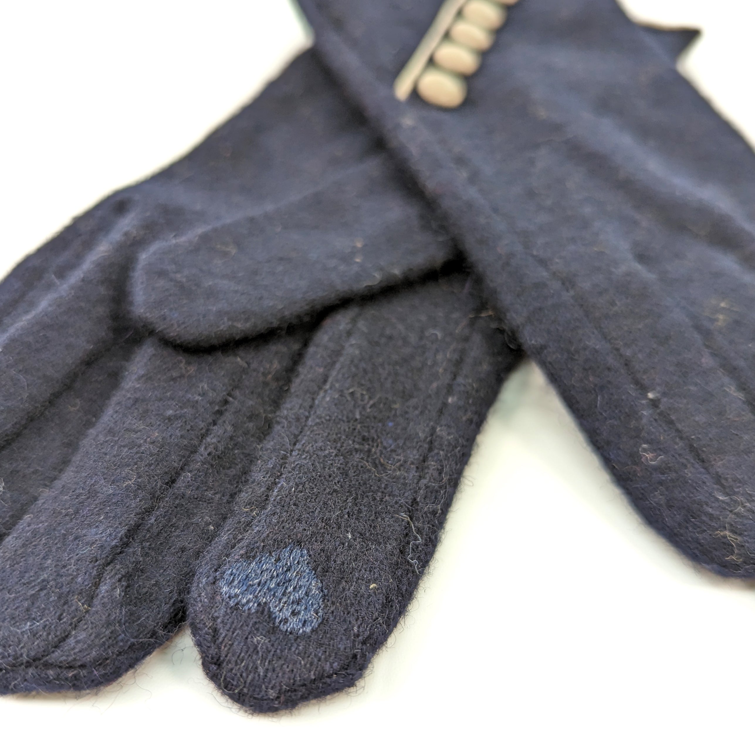 Premium Diagonal Button Detail Gloves - Navy Blue Winter Fashion Accessory for Women & Men | Outdoor Activities, Driving, Cold Weather Protection
