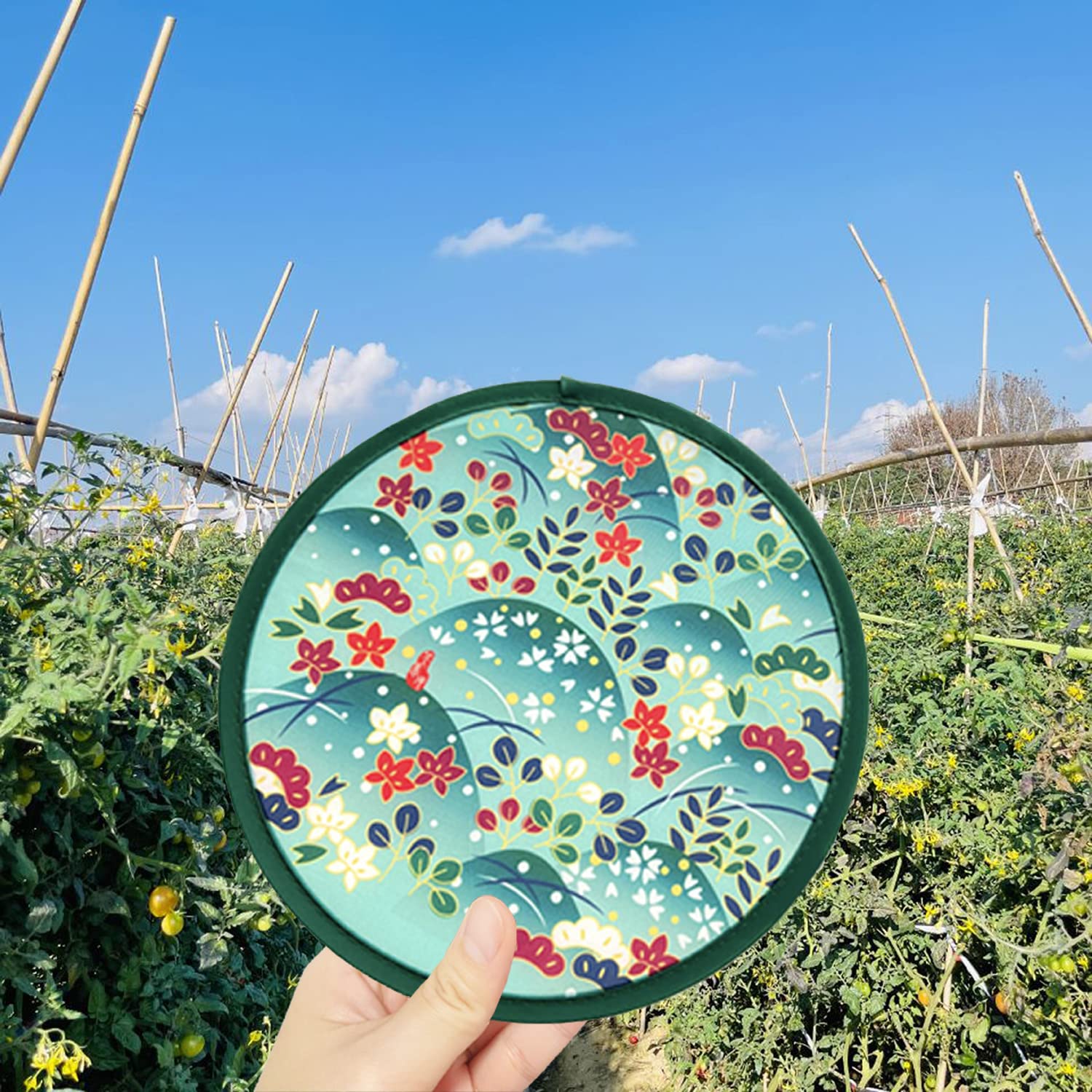 Foldable Handheld Fan - 4 Pack Summer Cooling Fans with Cute Candy Fruit Patterns, Portable Round Folding Fan for Wedding, Festival, Home Decor & Outdoor Use