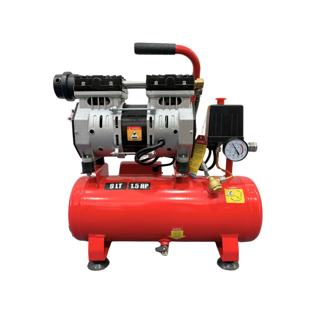 **Aiko 1.5HP 9L Oil-Free & Silent Air Compressor (Red) - Model GDG09 RED | Portable & Quiet for Home DIY, Car Tires, Airbrushing & Inflatable Toys**