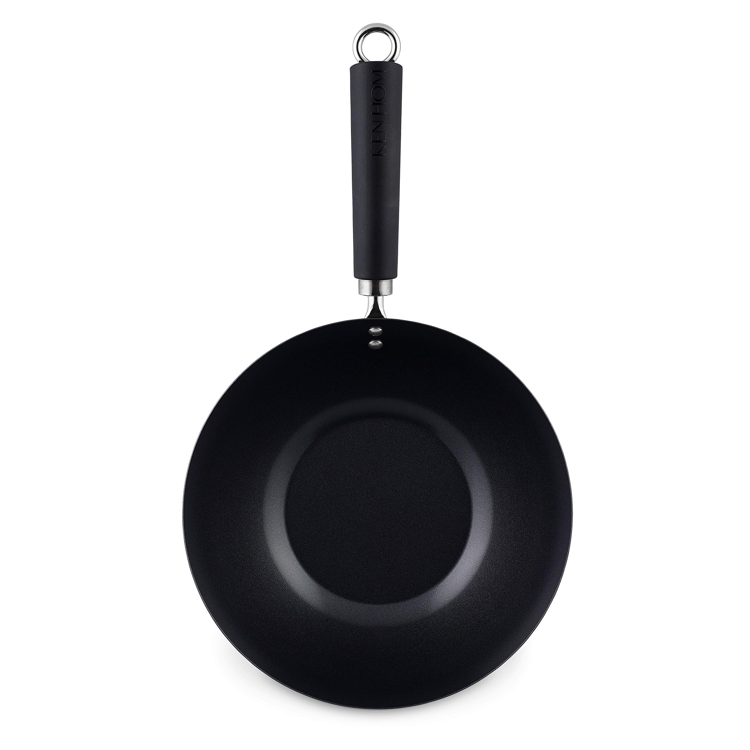 Ken Hom Carbon Steel Non-Stick Wok Pan 27cm - Induction Compatible, Dishwasher Safe, Metal Utensil Friendly - 5-Year Warranty (KH427001) - Perfect for Stir-Frying, Sautéing & Asian Cooking