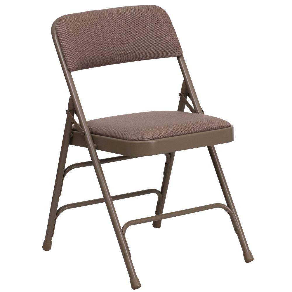 Flash Furniture 2-Pack HERCULES Series Heavy Duty Folding Chairs - Curved Triple Braced Metal Frame & Double Hinged Beige Fabric - Perfect for Events, Parties, and Extra Seating