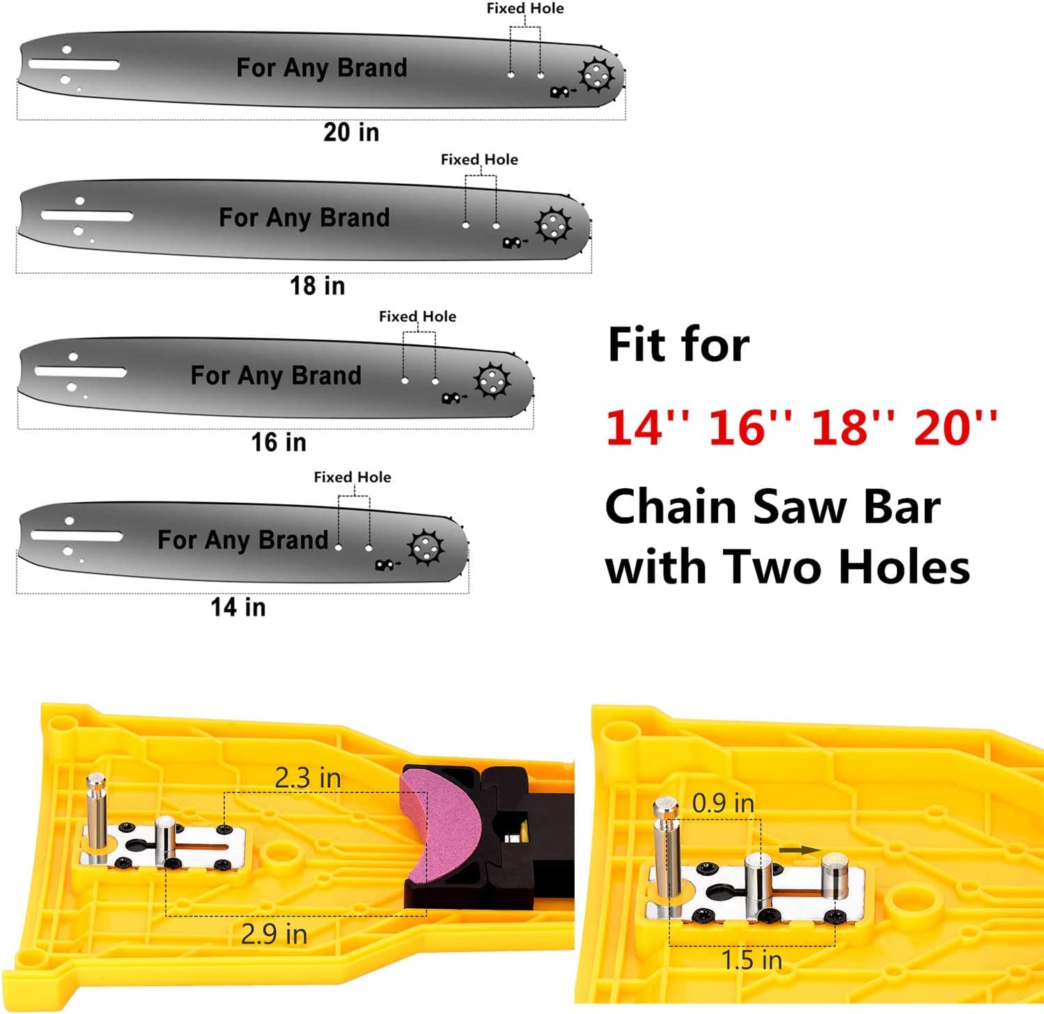 Shuoguoleilei Chainsaw Sharpener Kit - Fast Sharpening Stone Grinder Tool with 5 Whetstones, Bar Mounted for 14/16/18/20 Inch Chainsaws (Red) - Perfect for Wood Cutting, Tree Trimming & Firewood Preparation