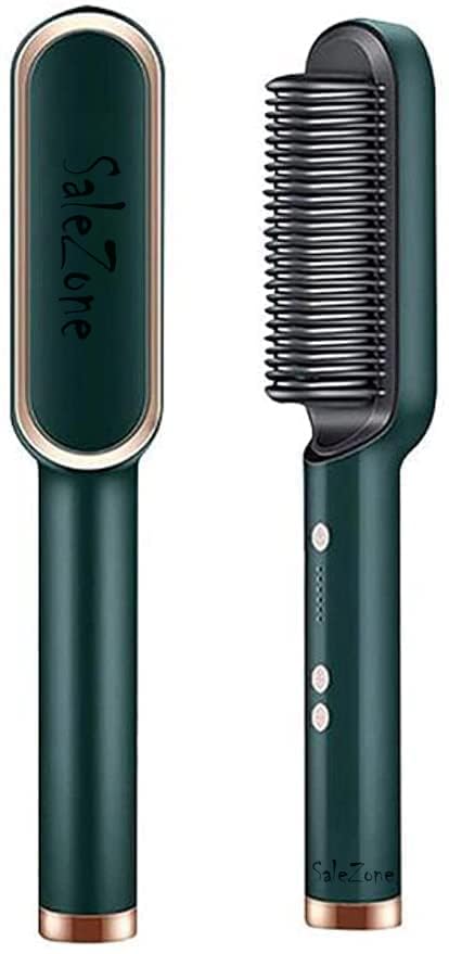 SaleZone® 3-in-1 Hair Straightener Brush with Comb - Electric Styler Iron for Women with 5 Adjustable Temperature Settings & 20-Second Fast Heating (Multicolor) - Perfect for Home Use, Travel, and Salon-Quality Styling