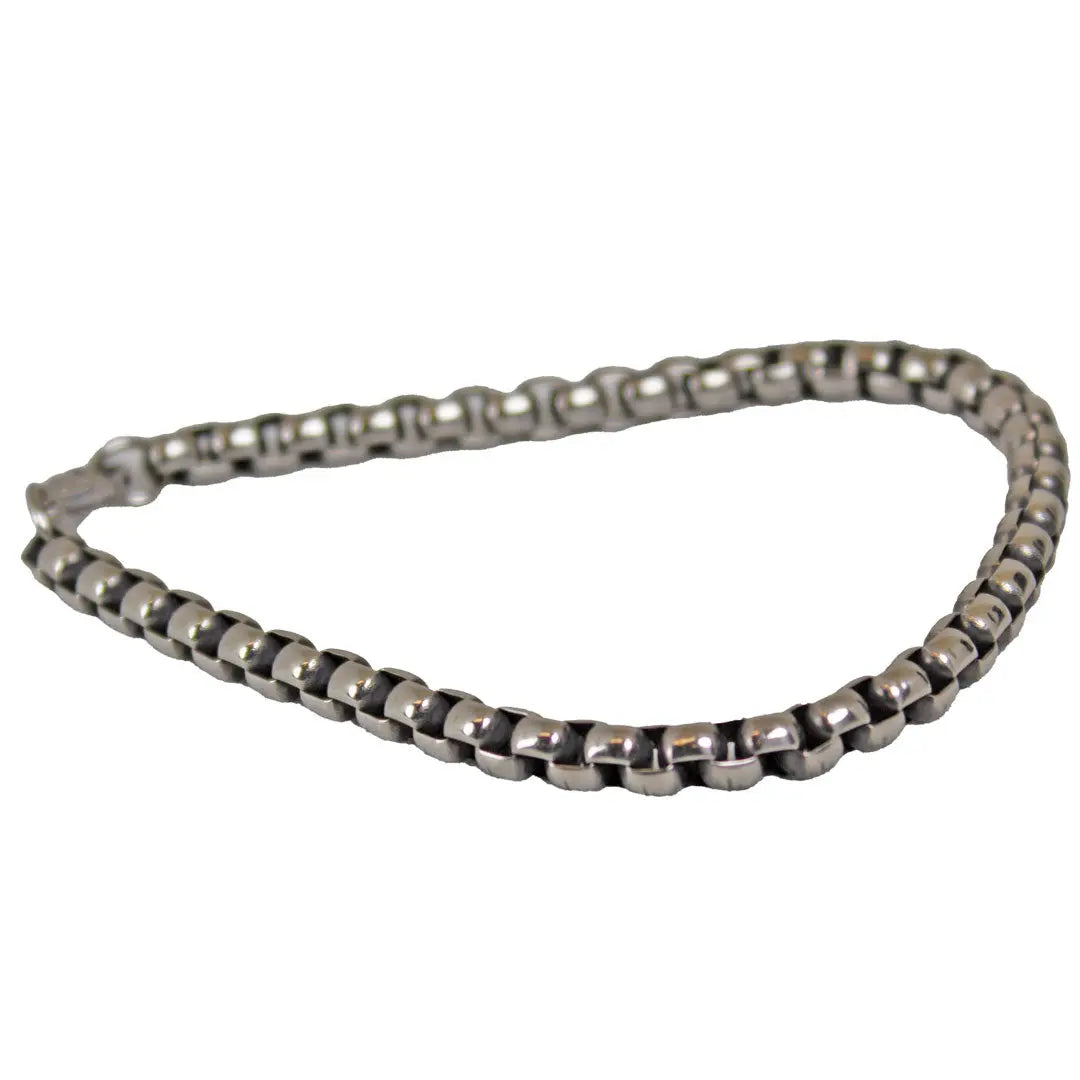 SteelTime Men's Black Leather Stainless Steel Bracelet with Hematite & Lava Stone - Stylish Gift for Men, Outdoor & Casual Wear