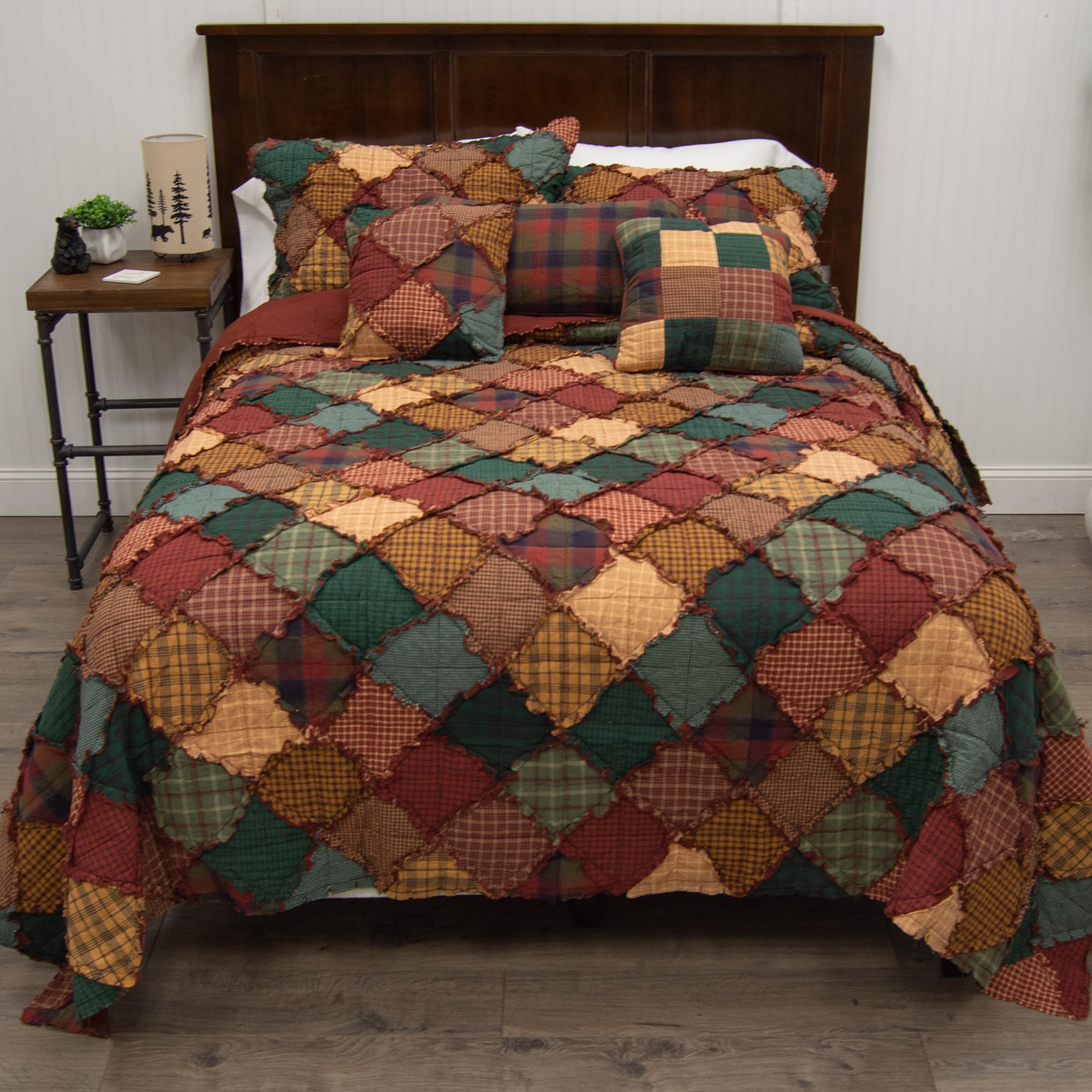 Donna Sharp King Bedding Set - 3 Piece Campfire Cotton Lodge Quilt with King Quilt & 2 Standard Pillow Shams - Machine Washable - Cozy Cabin & Rustic Bedroom Decor