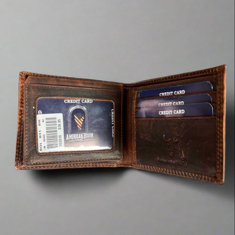 Premium Men's Steer Embossed Bifold Leather Wallet - RFID Blocking - Slim Design for Everyday Carry & Business Use