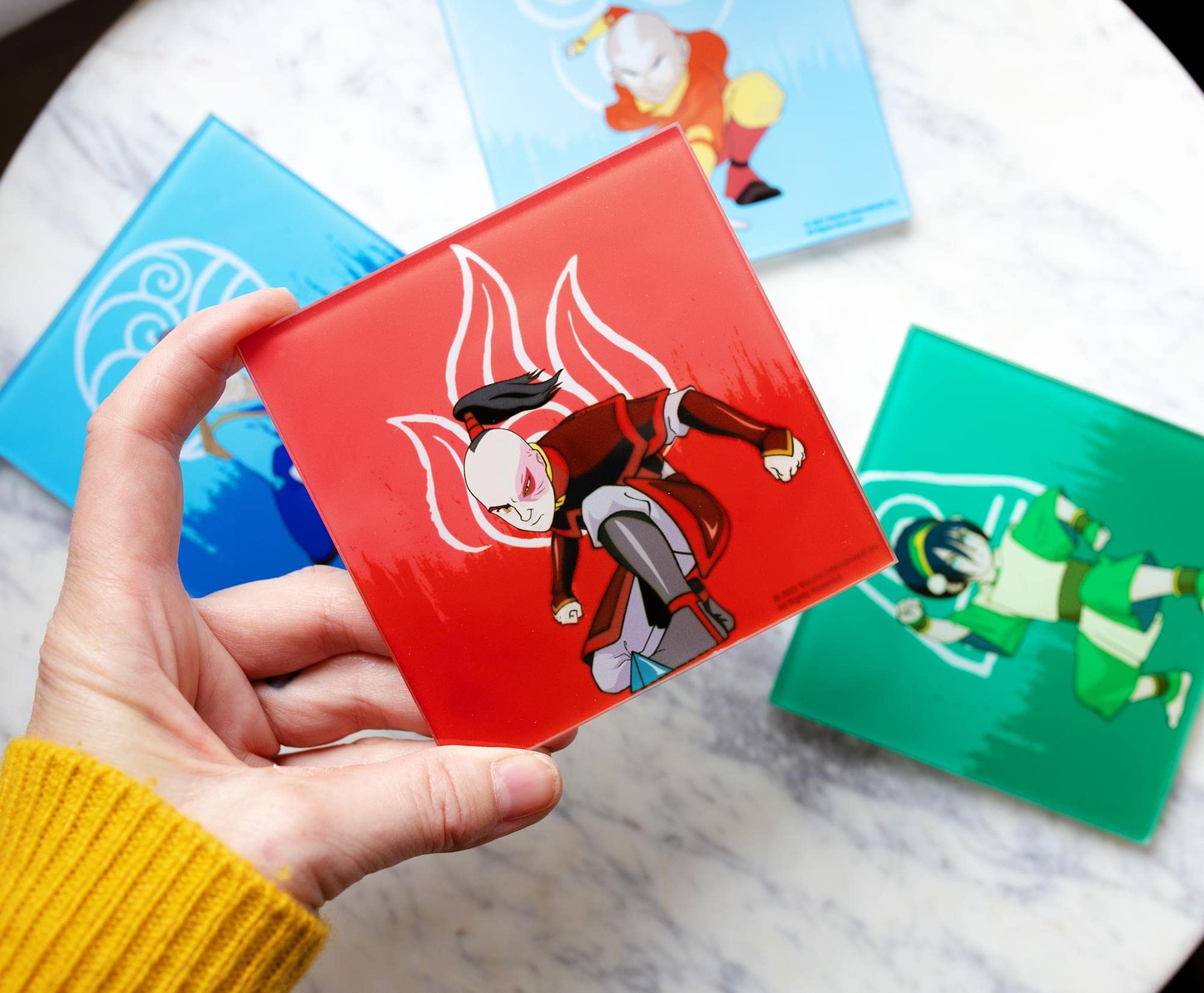 Avatar Airbender Glass Coasters Set of 4 - Anime Table Decor for Home & Bar