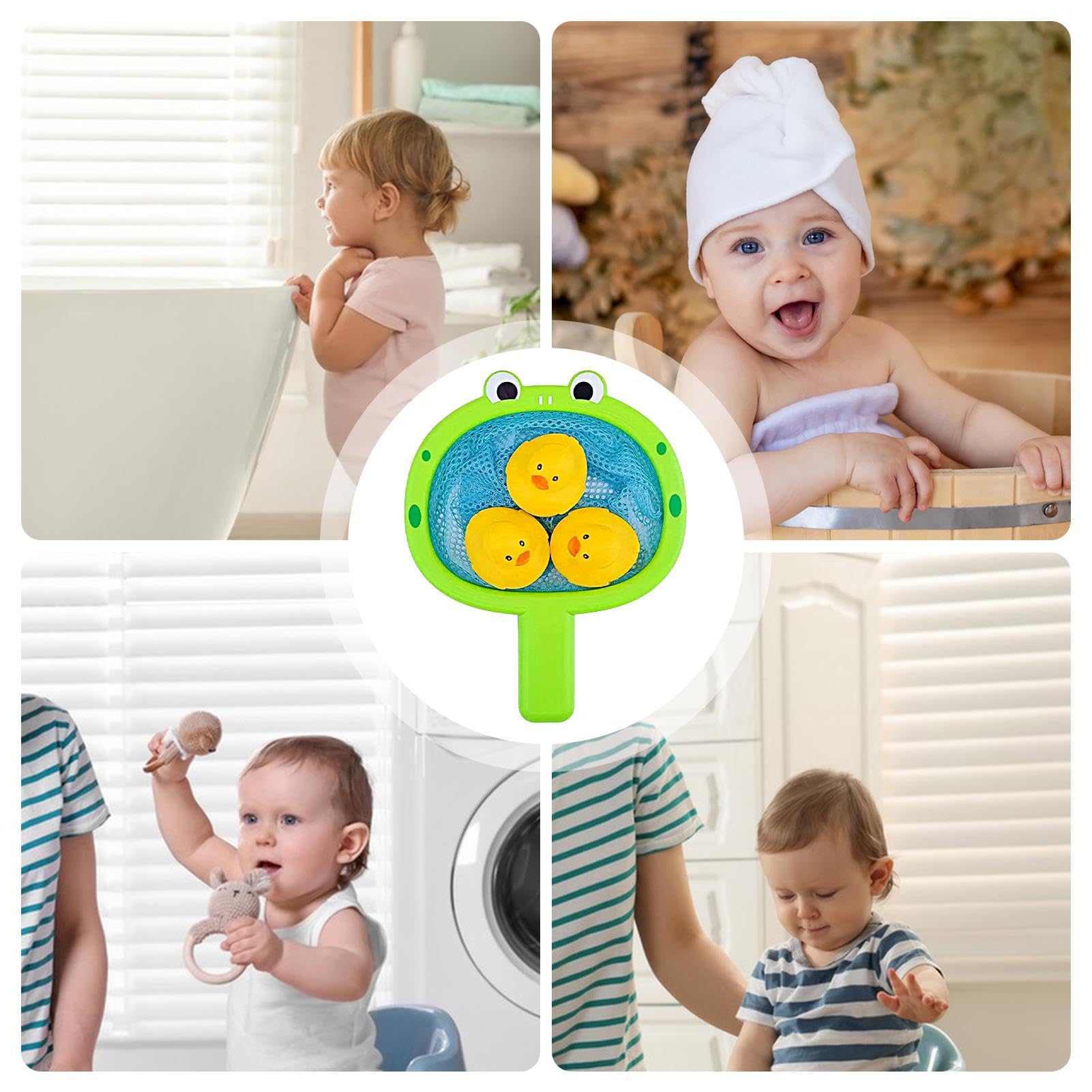 Cartoon Crab Duck Fishing Bath Toy with Net - Interactive Bathtub Fishing Game for Kids - Fun Water Play & Floating Bath Time Toy - Perfect for Toddlers & Preschoolers