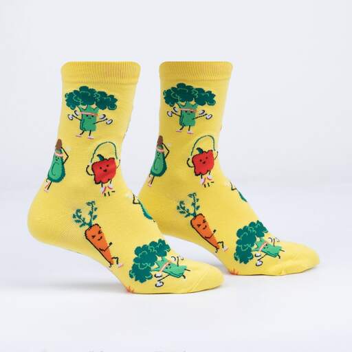Plant-Powered Women's Crew Socks - Fun & Comfortable Cotton Socks for Everyday Wear, Workout & Yoga