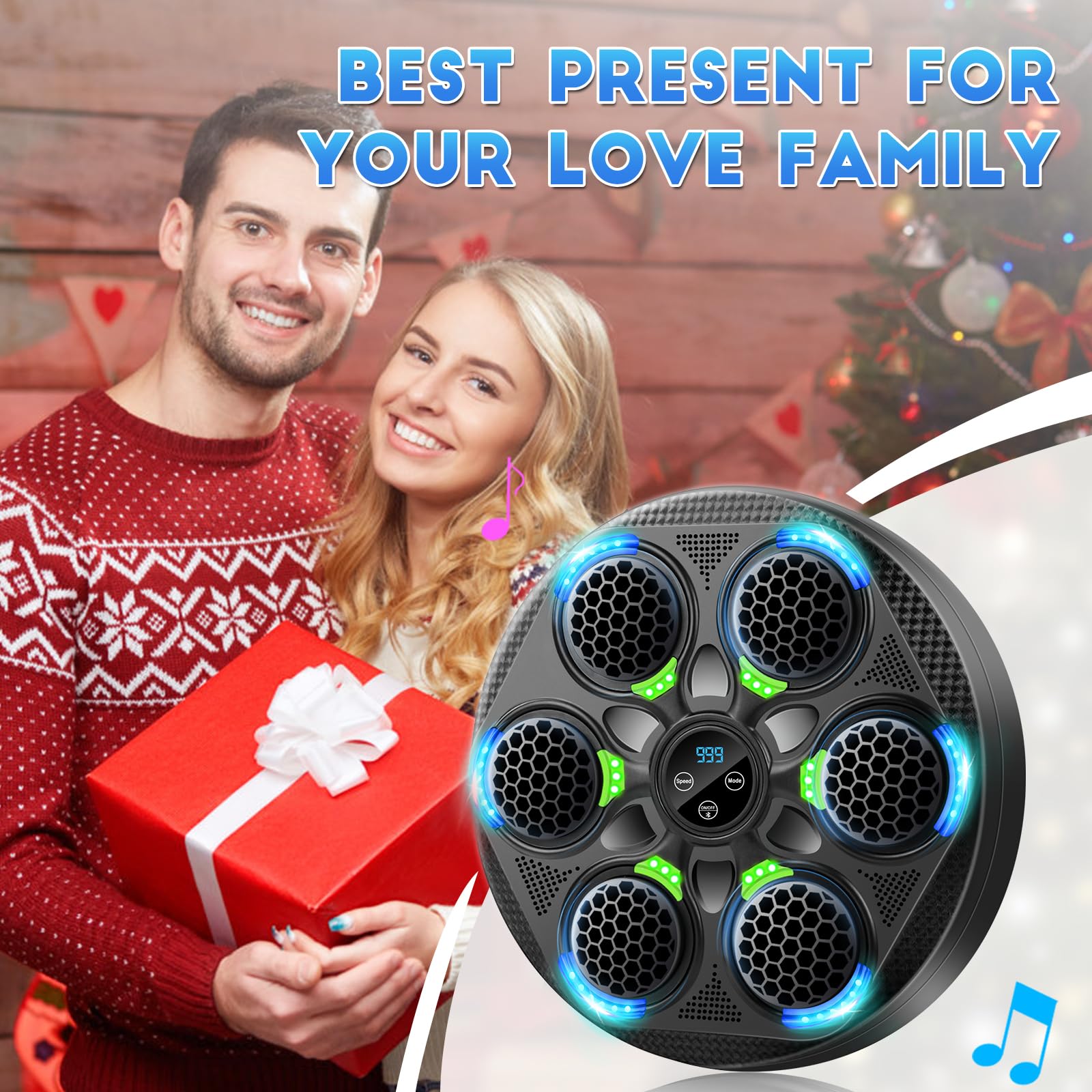 Smart Bluetooth Boxing Machine for Adults & Kids - Electronic Punching Bag with Gloves, Wall Mounted Home Gym Equipment for Indoor Fitness & Stress Relief - Perfect for Cardio Workouts, Family Fun & Boxing Training