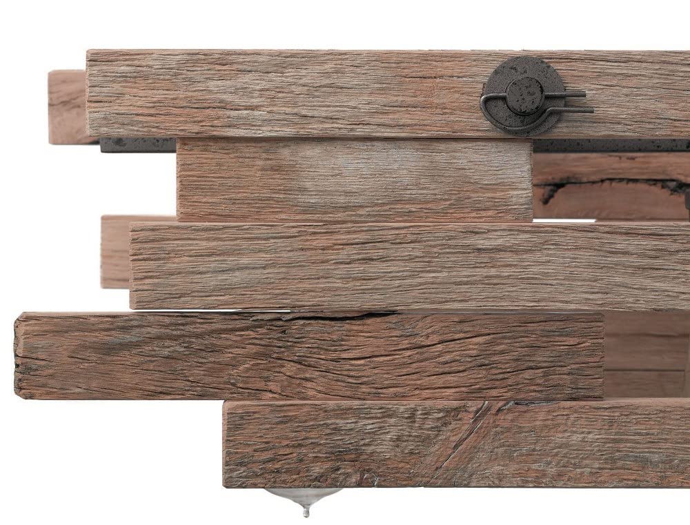 5-Light Rustic Reclaimed Wood Pendant Light Fixture with Anvil Iron Finish - Farmhouse Dining Room, Kitchen Island, Bar Lighting for Home Decor
