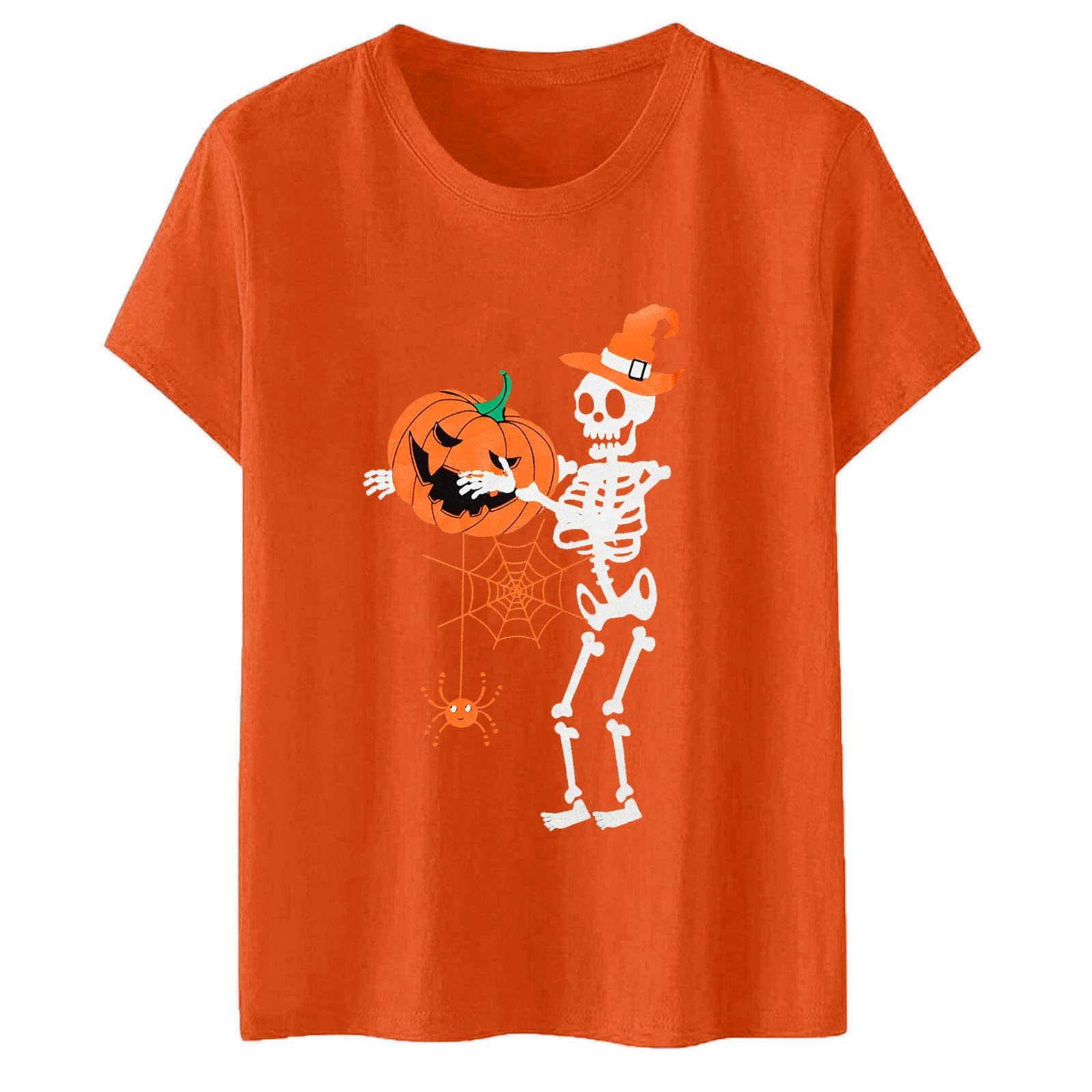 Women's Halloween Print Short Sleeve T-Shirt - Sexy & Casual O-Neck Blouse for Party, Cosplay & Everyday Wear