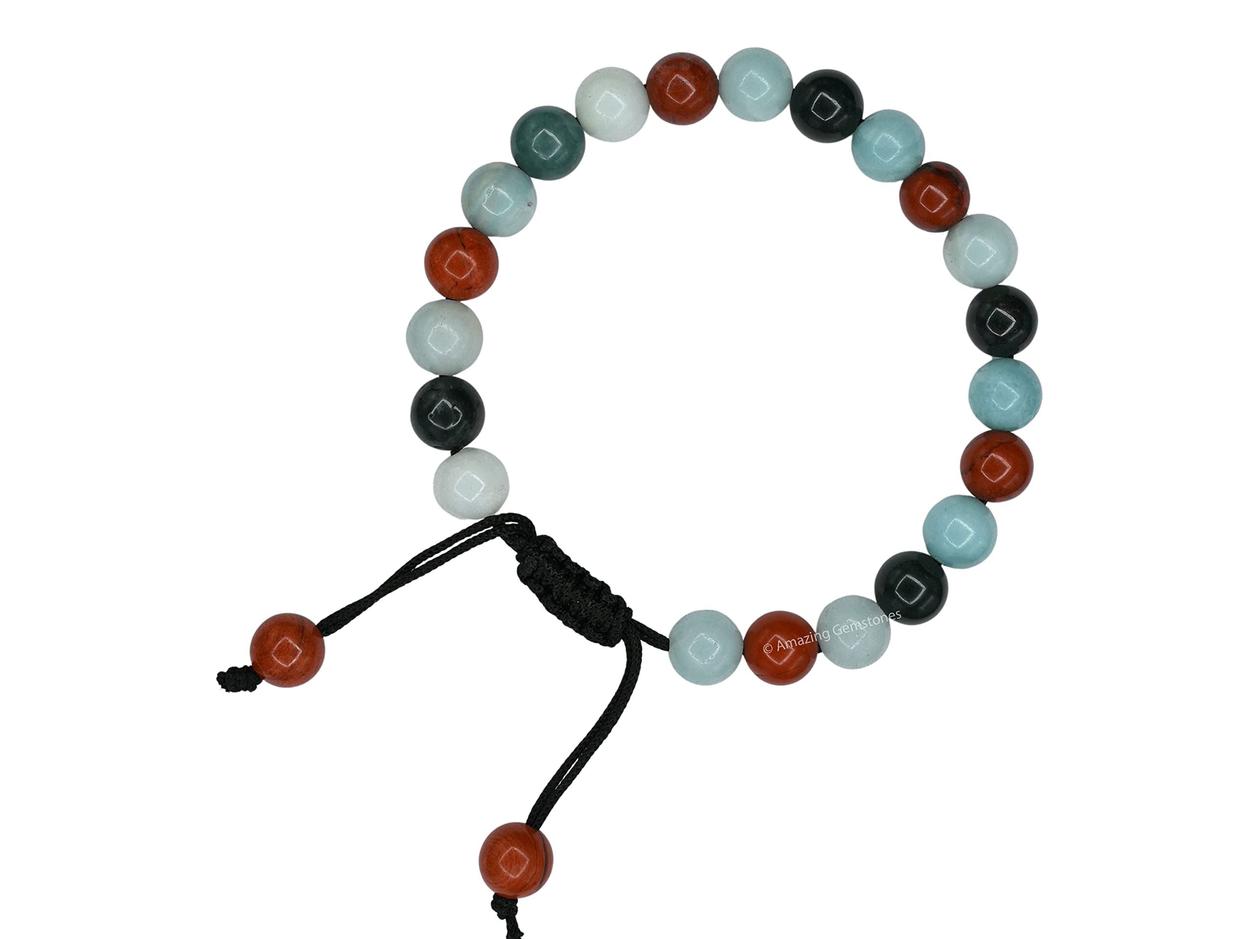 Healing Bracelet Set for Women & Men - Moss Agate, Amazonite & Red Jasper Adjustable Bracelets for Anxiety Relief, Stress Reduction & Positive Energy - Perfect for Meditation, Wellness Gifts & Daily Wear