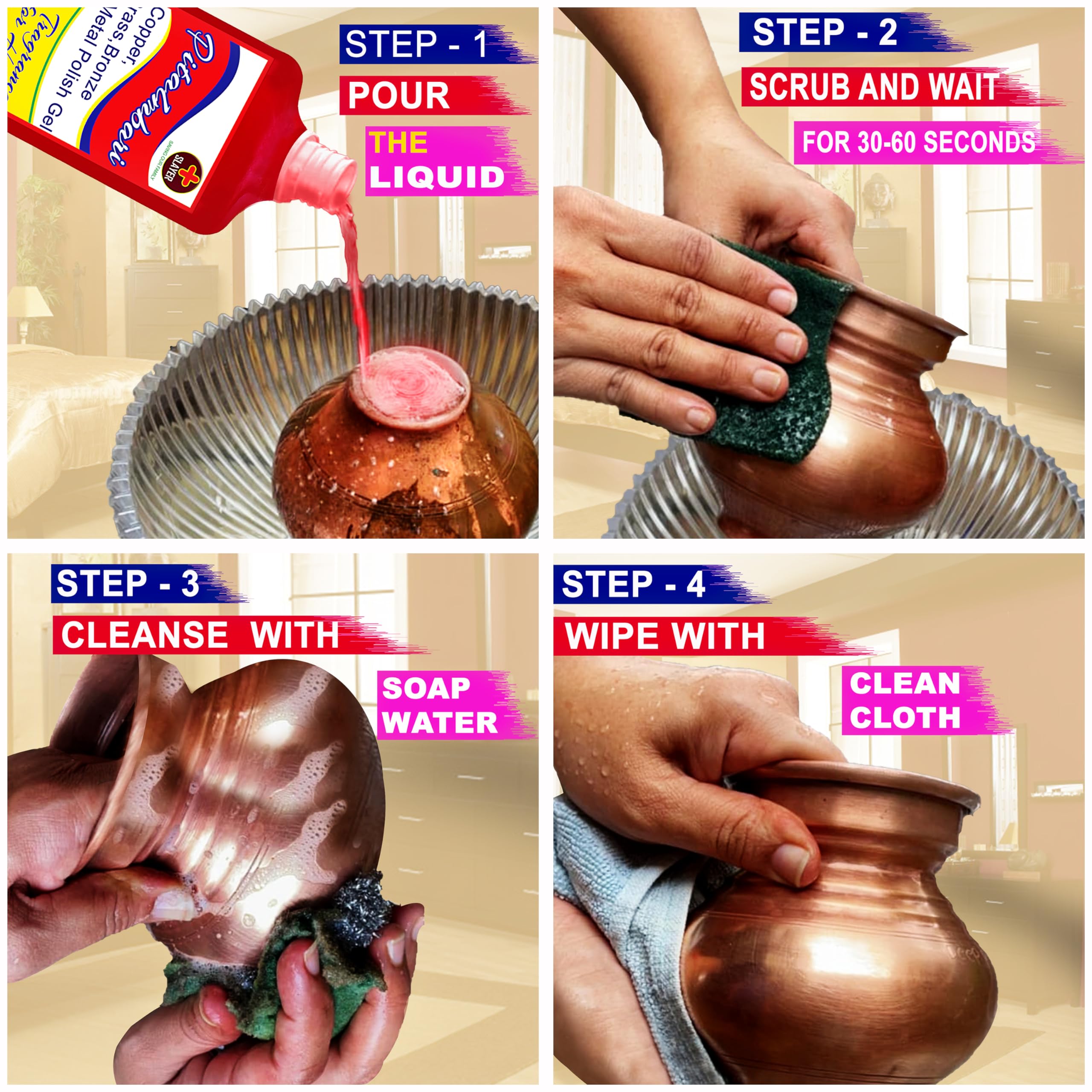 Premium Metal Polish Gel - Effective Cleaner for Copper, Brass, Steel, Bronze, Silver & Chrome (400ml) 2-Pack | Restores Shine & Removes Tarnish | Perfect for Jewelry, Cookware, Automotive & Home Decor