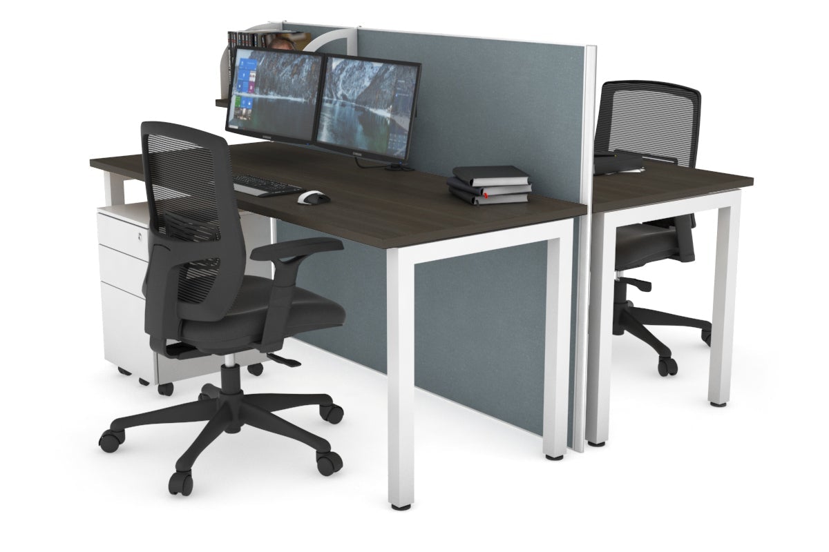 Horizon Quadro 2-Person Office Workstation Bench with Square Legs - 1600L x 700W - Perfect for Collaborative Workspaces, Home Offices & Conference Rooms