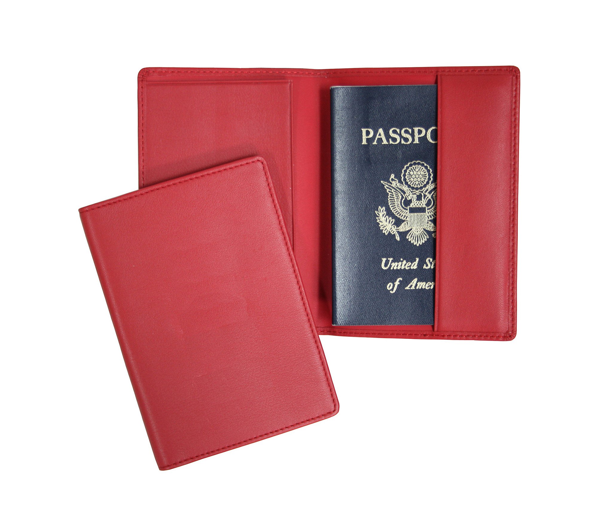 Royce Leather RFID Blocking Passport Holder - Genuine Leather Travel Wallet for Men & Women - Secure Document Organizer with Credit Card Slots (Red) - Perfect for Airports, Business Trips & International Travel