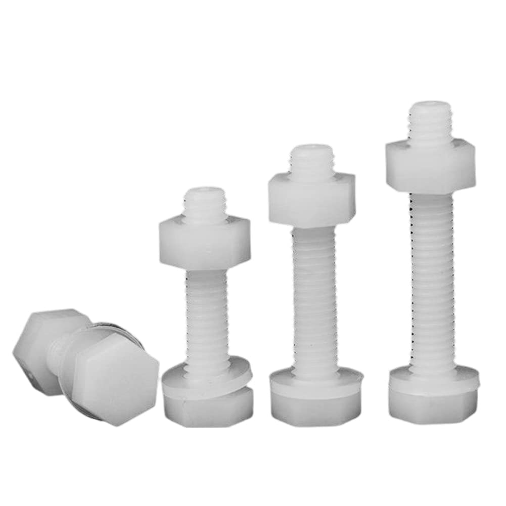 Nylon Hex Flange Nut Washer Kit - 10 Pieces M12 x 30mm for DIY, Drones, Telescopes, Mechanical & Electronic Fasteners - Perfect for Home Repairs, RC Models & Equipment Assembly