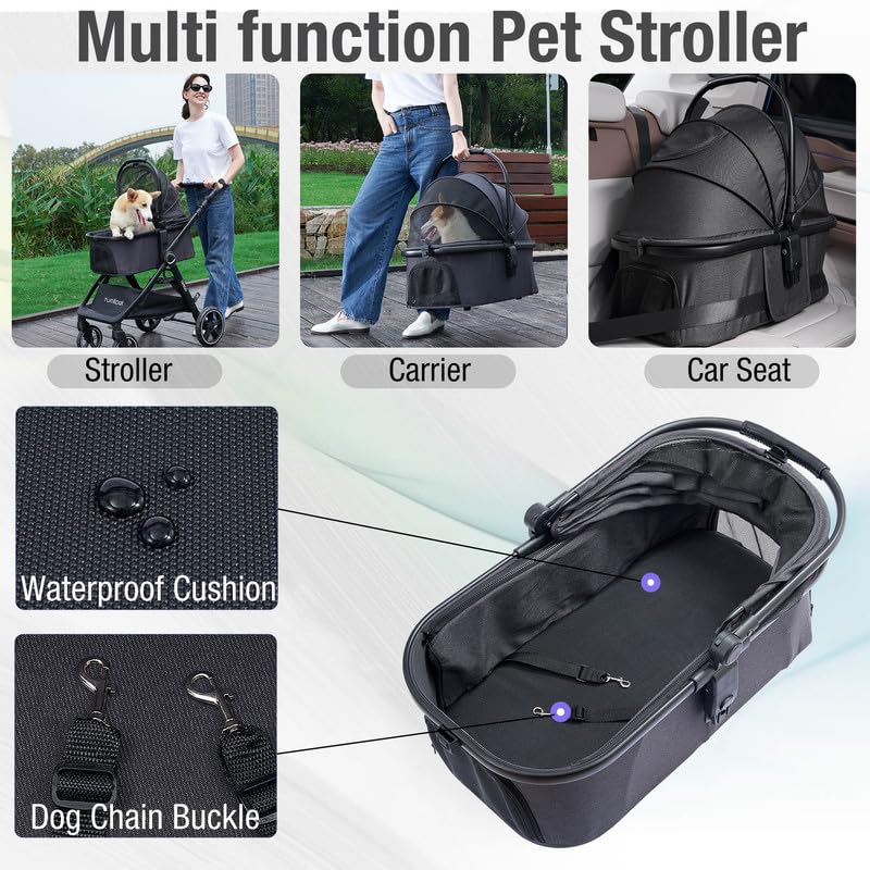 Tango Pet Stroller - 3-in-1 Folding Dog & Cat Carrier for Small to Medium Pets | Removable Travel Stroller for Dogs & Cats | Perfect for Park Walks, Vet Visits & Shopping Trips
