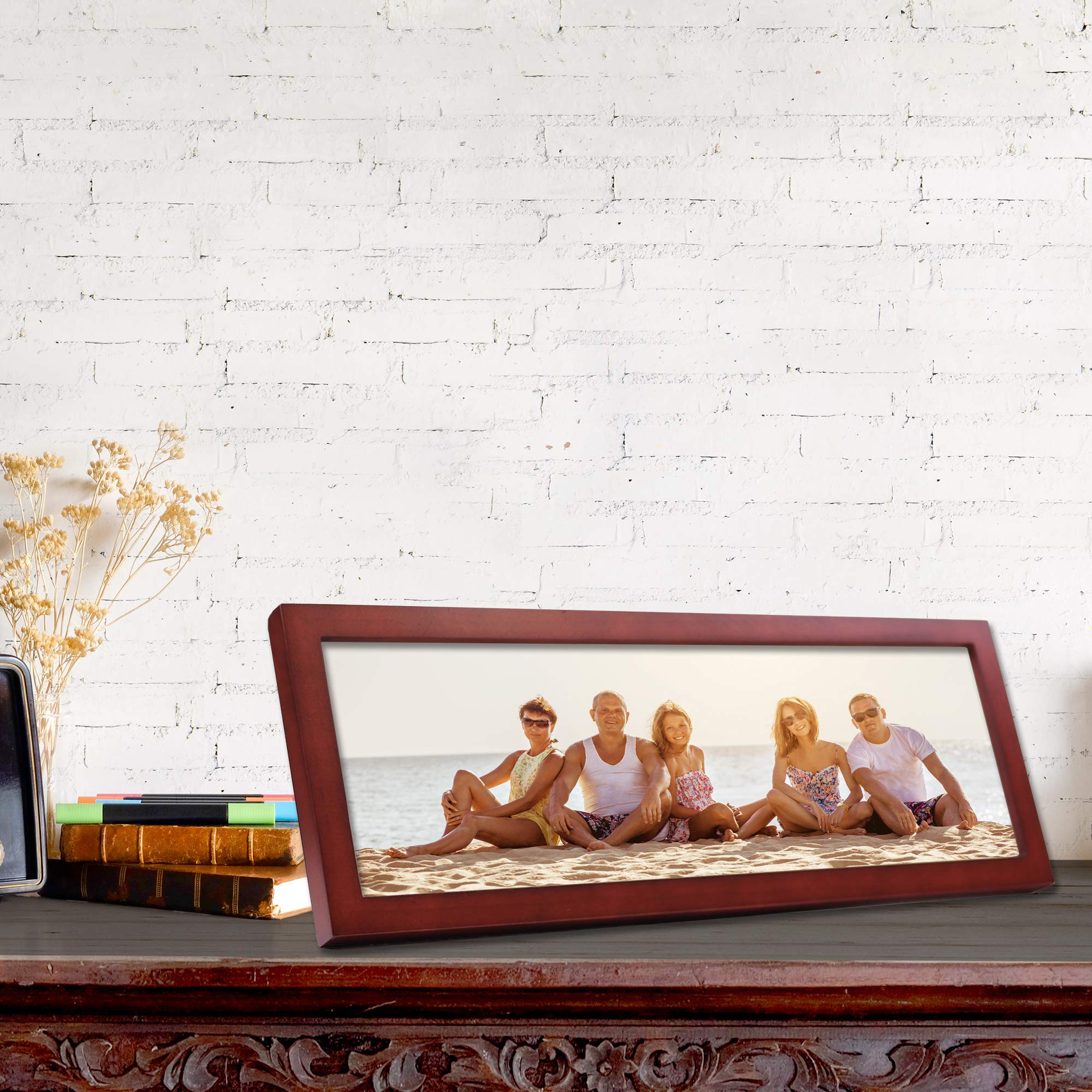 Lawrence Frames Standard Wood Picture Frame 4x12 Walnut - Perfect for Wall Art, Family Photos, and Home Decor