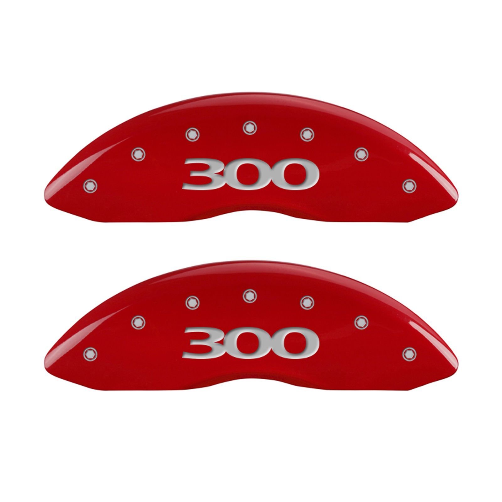 MGP Caliper Covers 32004S300RD - Red Powder Coated Brake Caliper Covers with Silver Engraved Characters (Set of 4) - Perfect for Car Enthusiasts & Performance Vehicle Customization