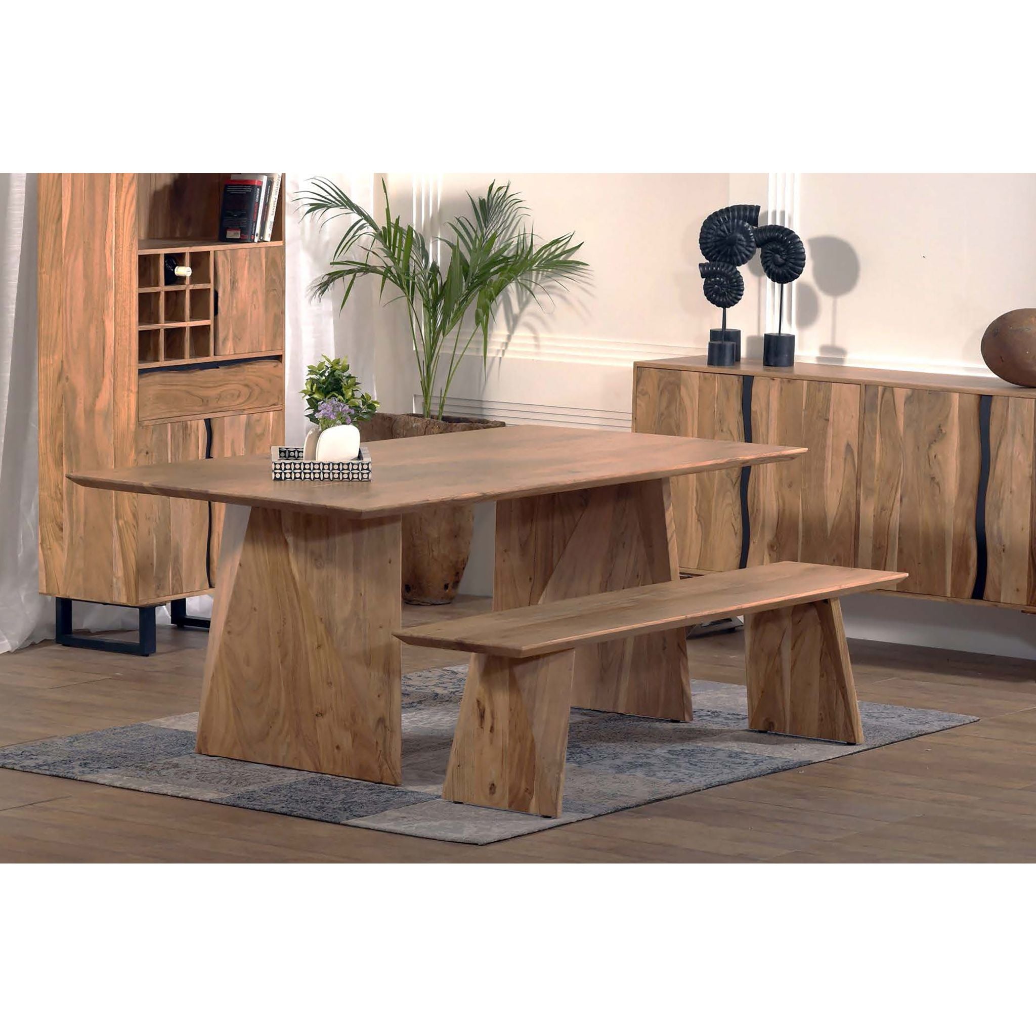 Anders Solid Wood Dining Table - Natural Finish - 1568570K - Perfect for Farmhouse, Rustic & Modern Dining Rooms