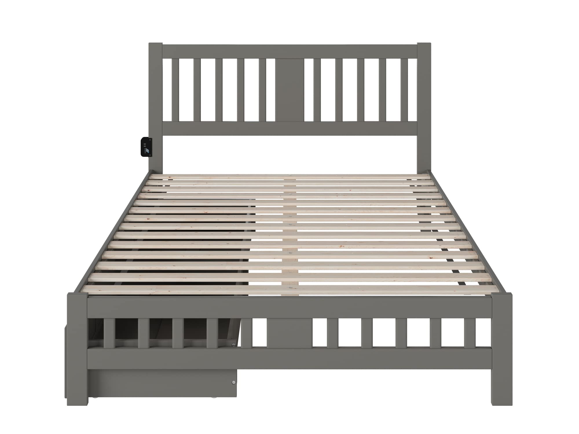 AFI Tahoe Queen Size Platform Bed Frame with Footboard & Storage Drawers, Grey Wooden Bed - Perfect for Small Bedrooms, Guest Rooms & Modern Home Decor