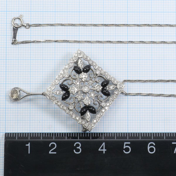 18K White Gold Onyx Diamond Necklace for Women - Elegant Black Onyx Pendant with Diamond Accents | Perfect for Weddings, Anniversaries & Special Occasions